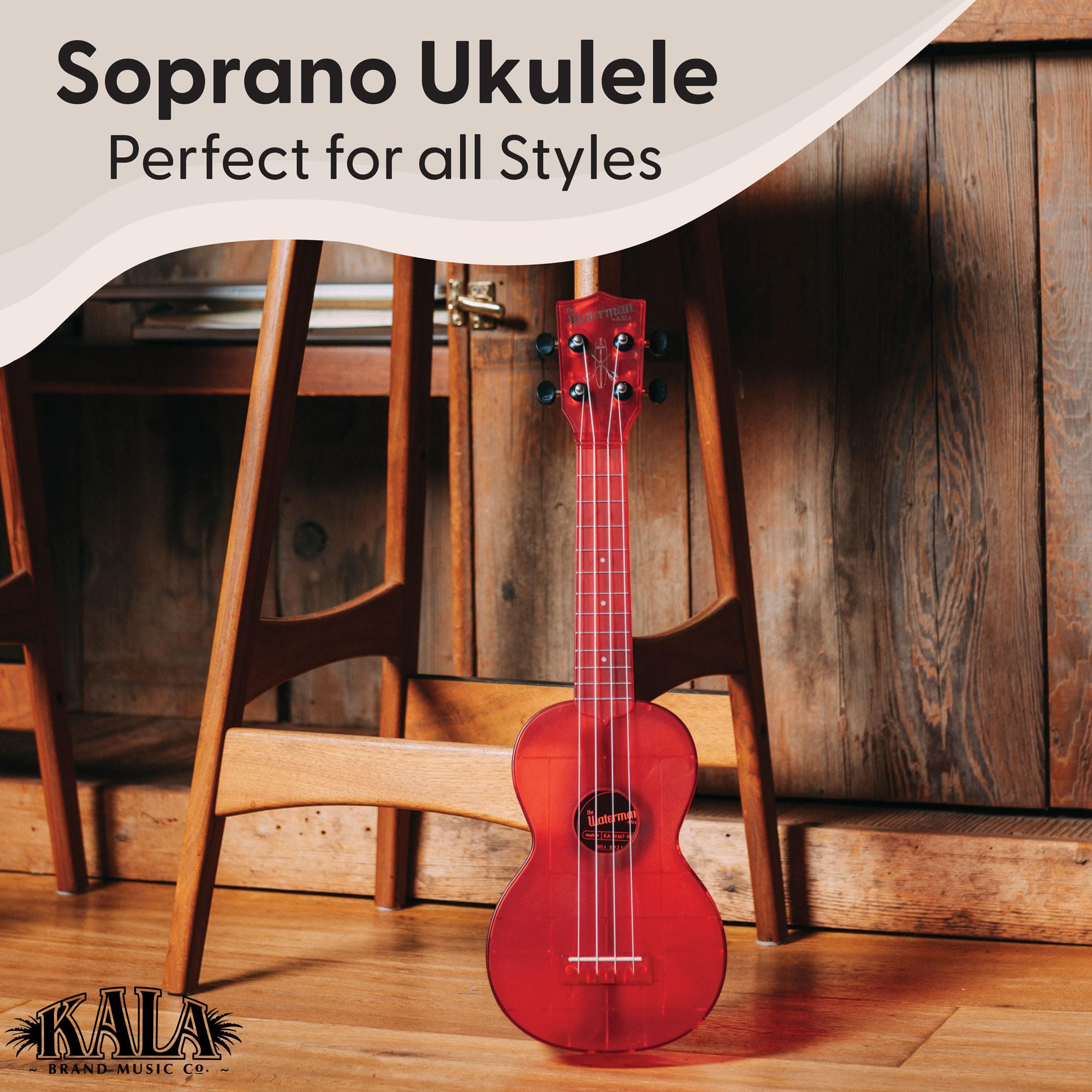 Kala KA-WMT Soprano Waterman Ukulele – Maritime Red Transparent