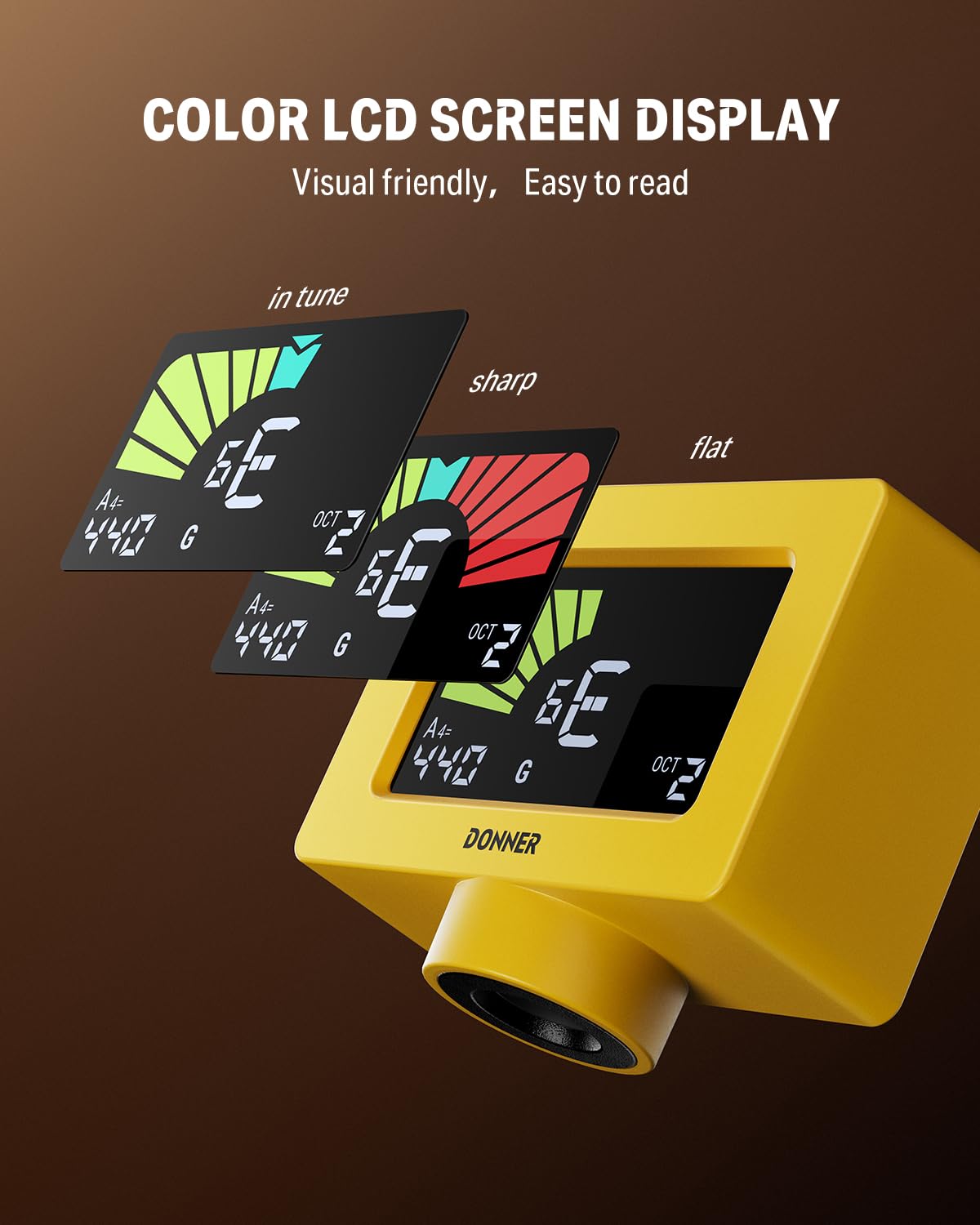 Donner Guitar Tuner Clip on Magnetic Tuner DT-10, Yellow