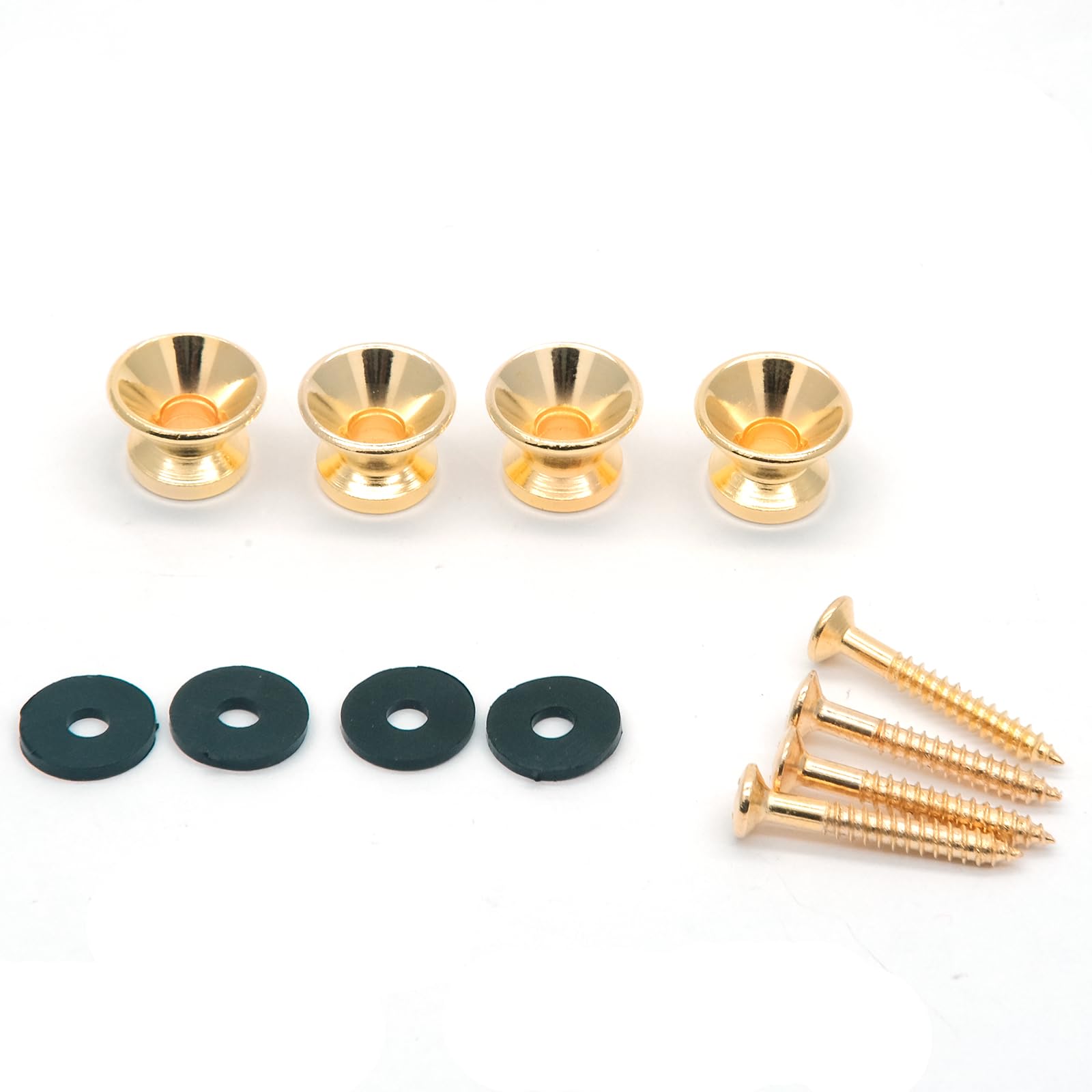 harpfeas 4PCS Metal Strap Buttons End Pins with Mounting Screws for Electric Acoustic Guitar, Bass, Ukulele (Gold)
