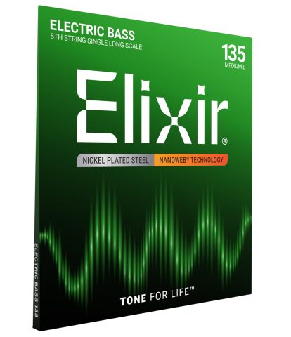 Elixir, Electric Bass Strings, Nickel Plated Steel, NANOWEB, Single 135