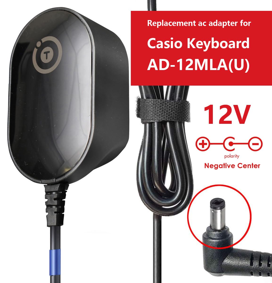 T POWER Charger for Casio Keyboard 12V DC WK-1630 ad-12ul WK-3700 Piano PRIVIA PX-100 PX-110 PX-320 PX-400R PX-500L WK3800 WK-3700 Portal Electronic Piano Keyboard Power Charger Supply