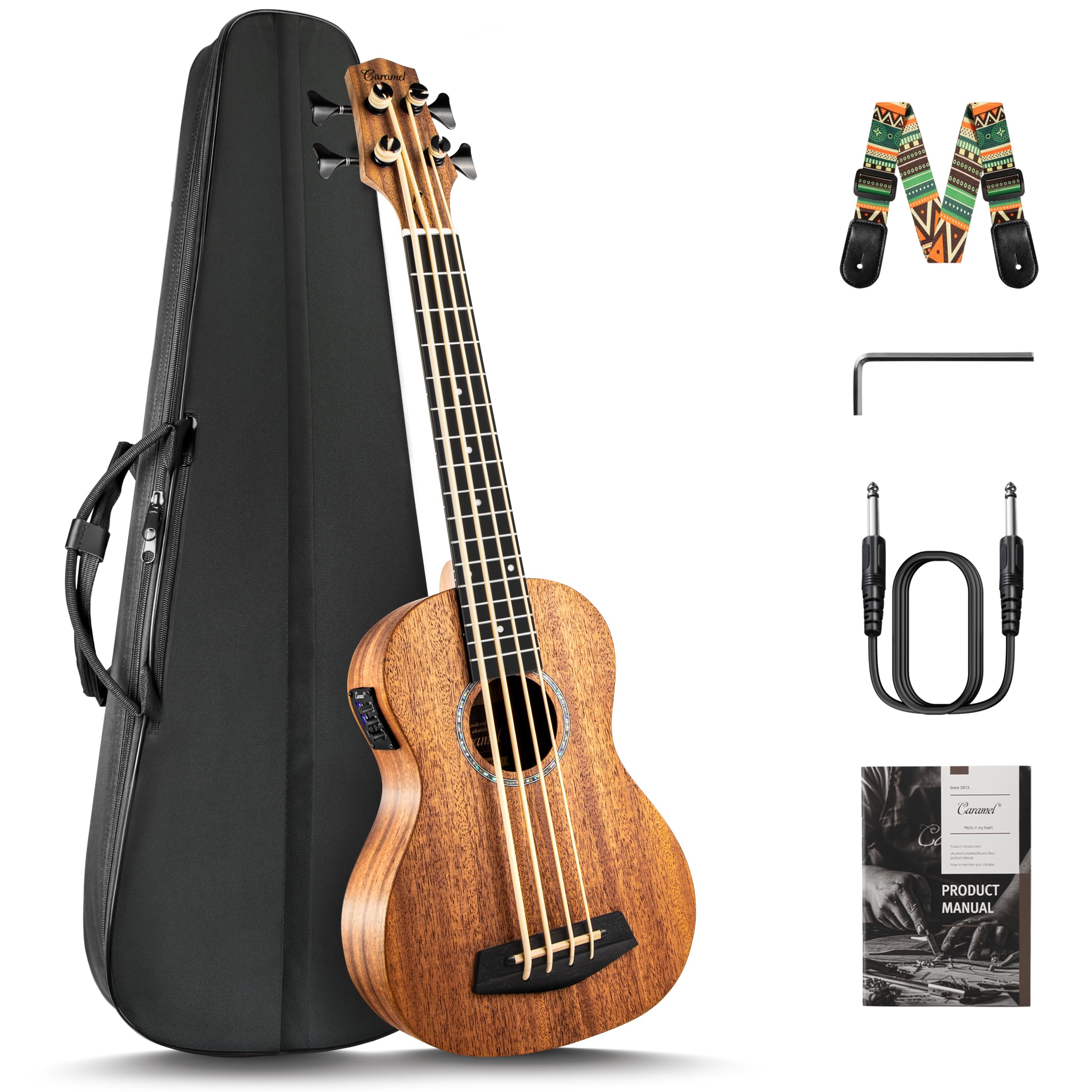 Caramel CUB402 Electric 30inch All Solid Wood Mahogany Ukulele Bass