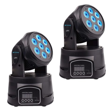 Betopper 7x8W Moving Head DJ Lights,RGBW Stage Lighting-2 Packs