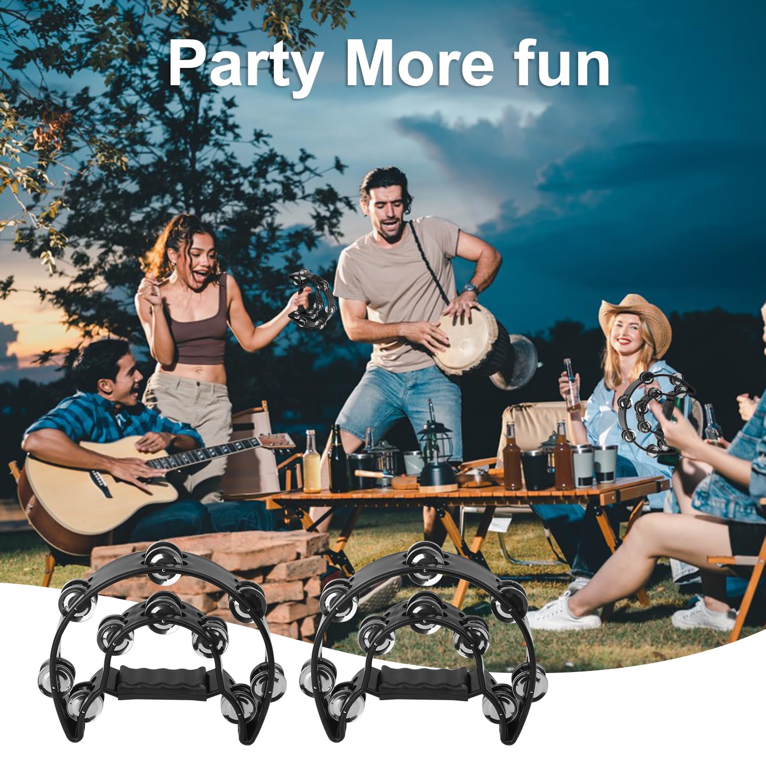 IHDYPPEW 6 Pack Double Row Tambourine, 9.06 inch
