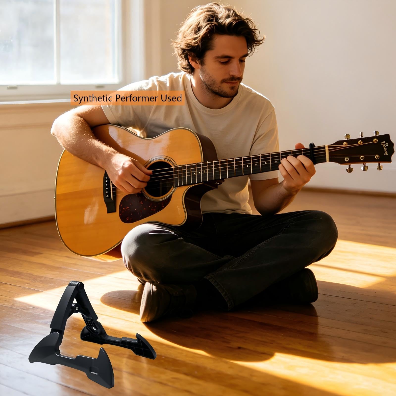 Cheerock Folding A-Frame Guitar Stand TPU Padded for Electric Acoustic Bass