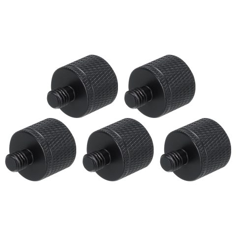 MECCANIXITY 5Pcs Mic Stand Adapter 1/4 Female to M6 Male Thread Screw Adapter Aluminum Alloy for Microphone Tripod Stand Mount, Black