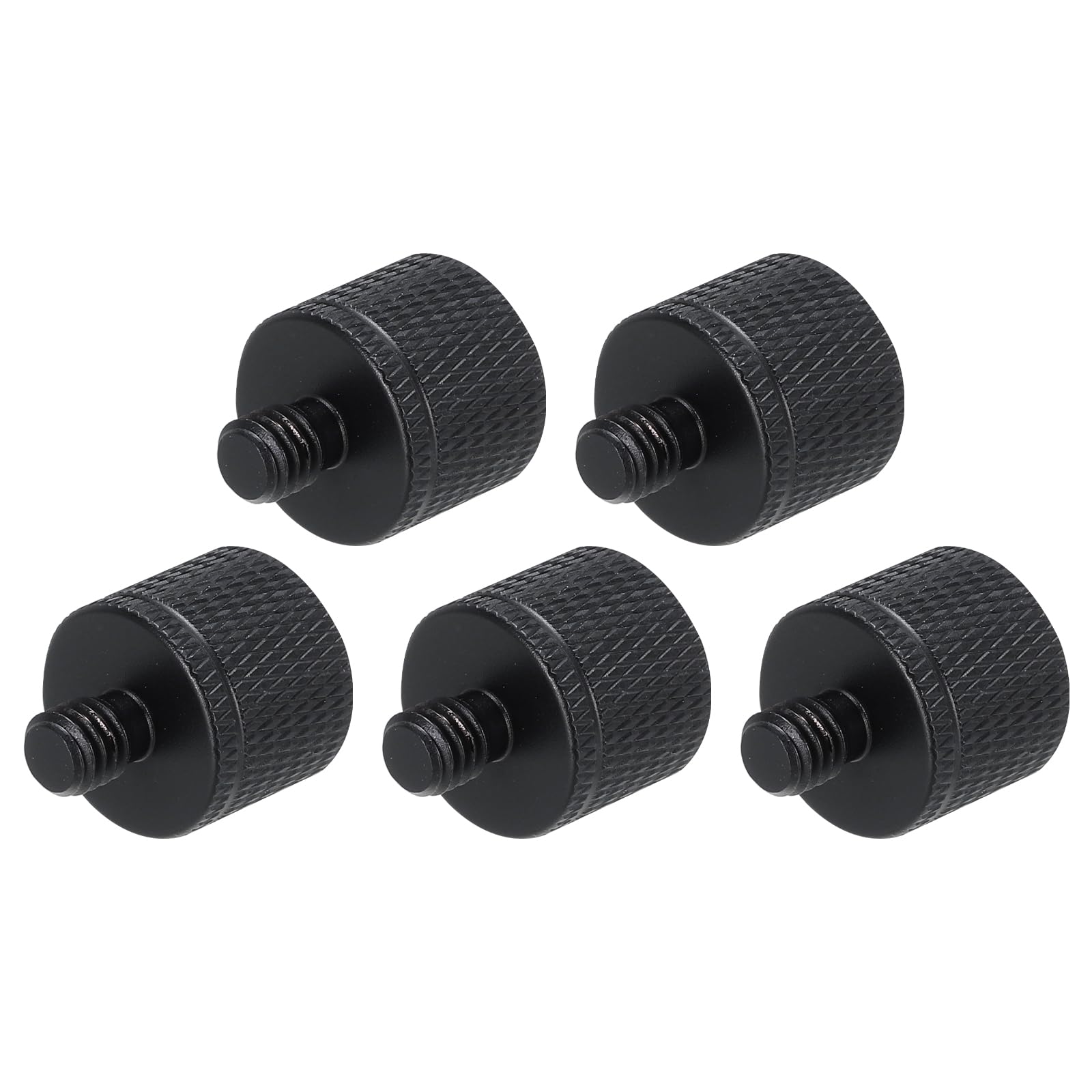 MECCANIXITY 5Pcs Mic Stand Adapter 1/4 Female to M6 Male Thread Screw Adapter Aluminum Alloy for Microphone Tripod Stand Mount, Black