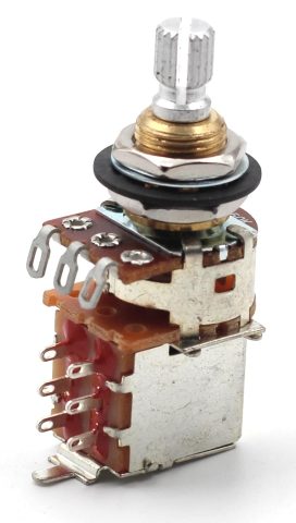 Bourns 250k Push Pull Potentiometer – Short Split Shaft, Audio Taper, DPDT, Low Friction Guitar Pot