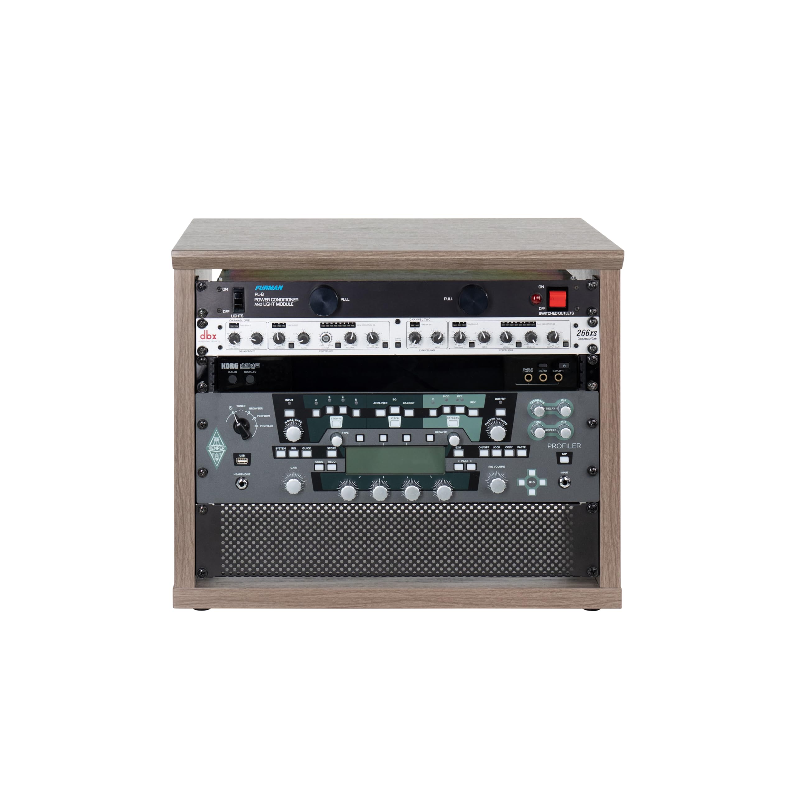 Gator Frameworks Elite Furniture Series 8U Wood Desktop Studio Rack in Driftwood Grey Finish (GFW-ELITERK-8U-GRY)