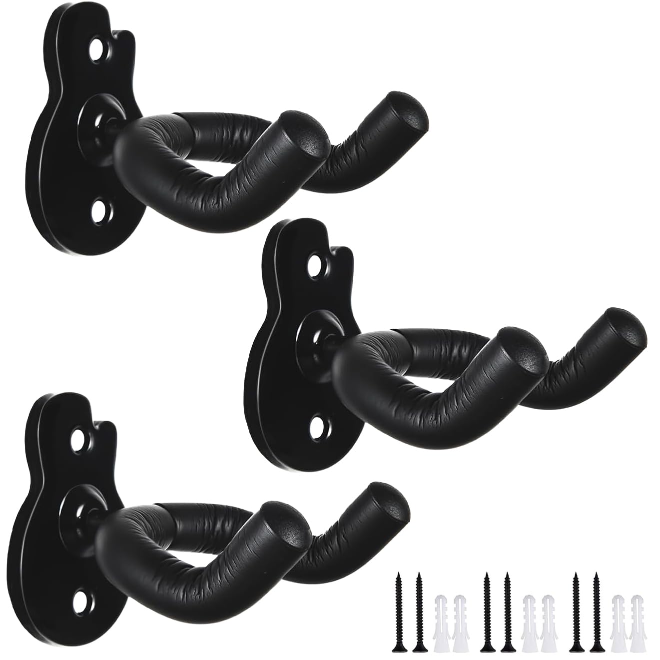 LALAOKS 3Pack Guitar Wall Mount Hanger for Guitar, Bass & Ukulele Bulk