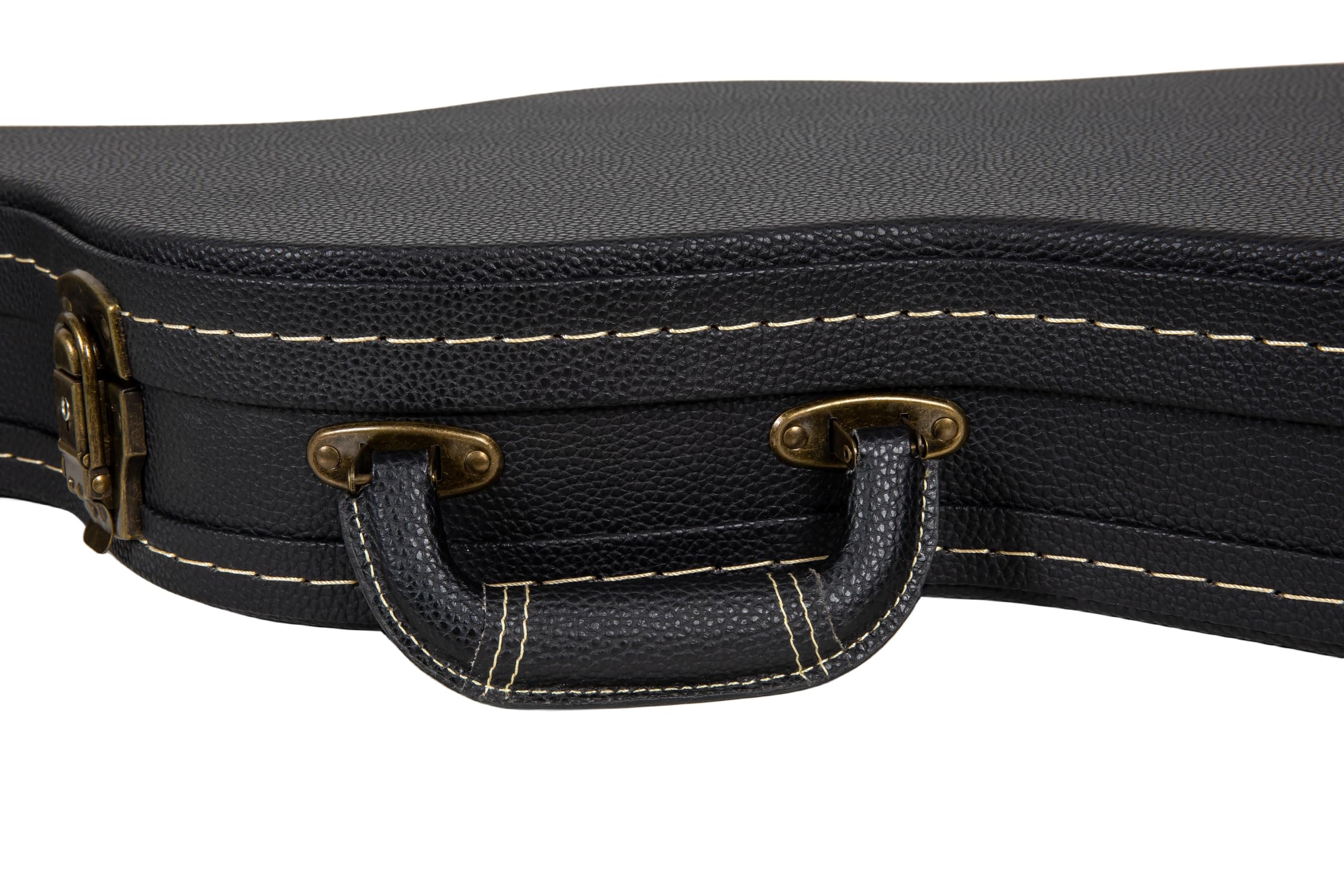 Crossrock Wooden Guitar Case -Fits Telecaster and Stratocaster Styles of Guitars -Vintage Hardware, Sponge Lining, Storage Space-Black (CRW520STBK)