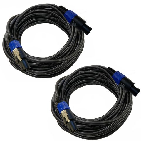 HeyTones Professional 2-Pack 25 Feet 12 Gauge Speakon to Speakon Cables
