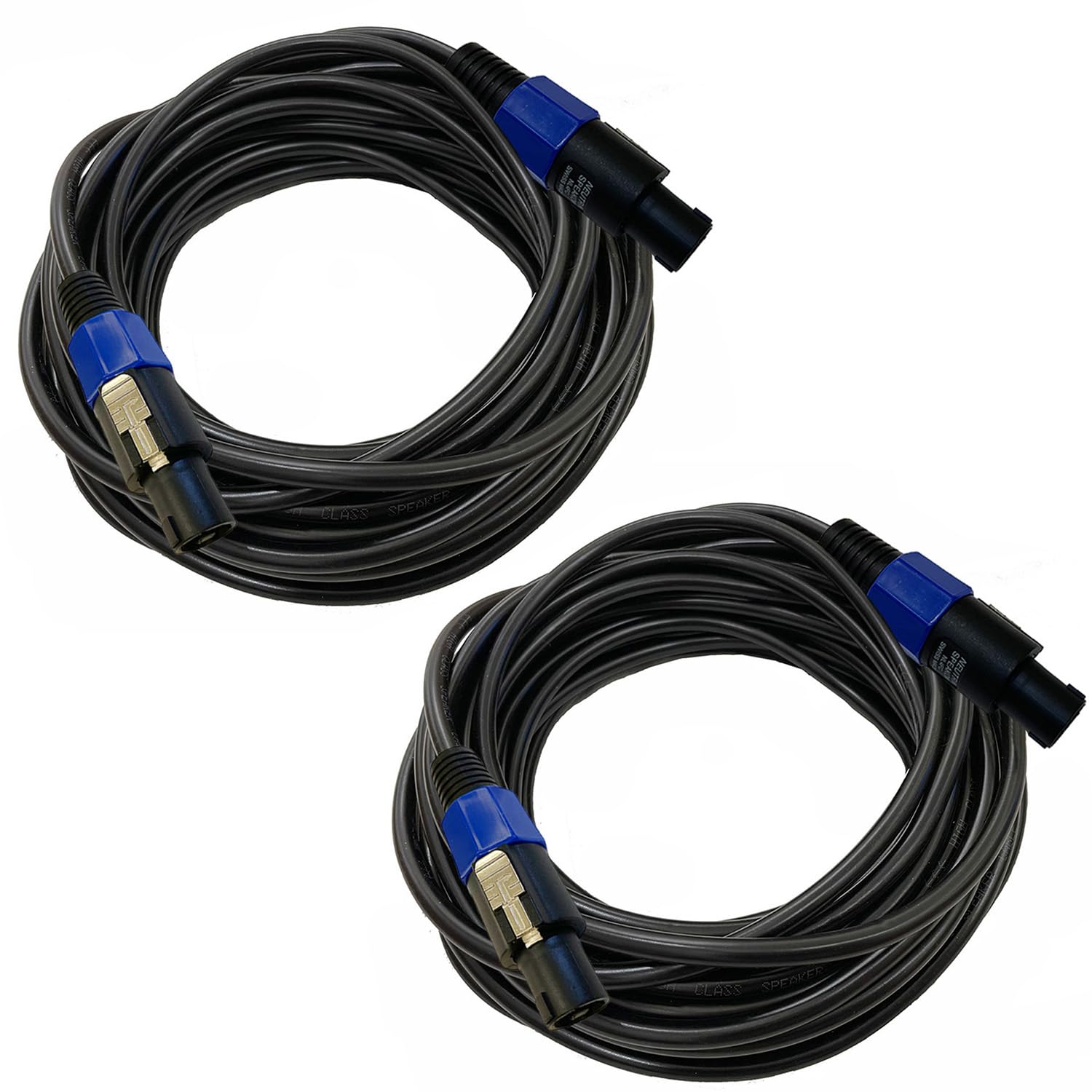 HeyTones Professional 2-Pack 25 Feet 12 Gauge Speakon to Speakon Cables