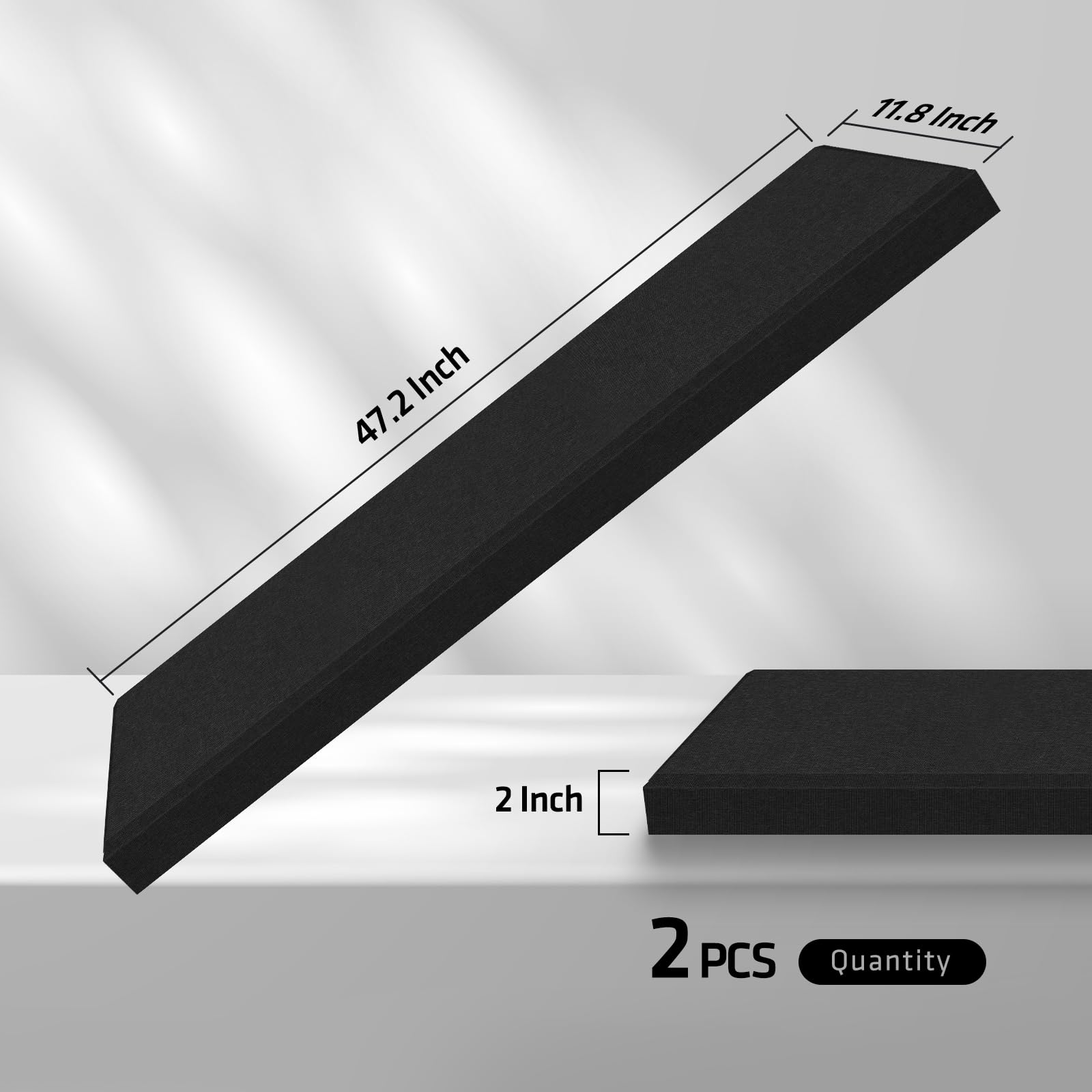 23.62″ X 11.81″ Fiberglass Wall Panel, 2 Pack Acoustic Panels, Decorative sound proof panel, Professional Sound Absorbing for Office, Studio, Home Theatre – Black