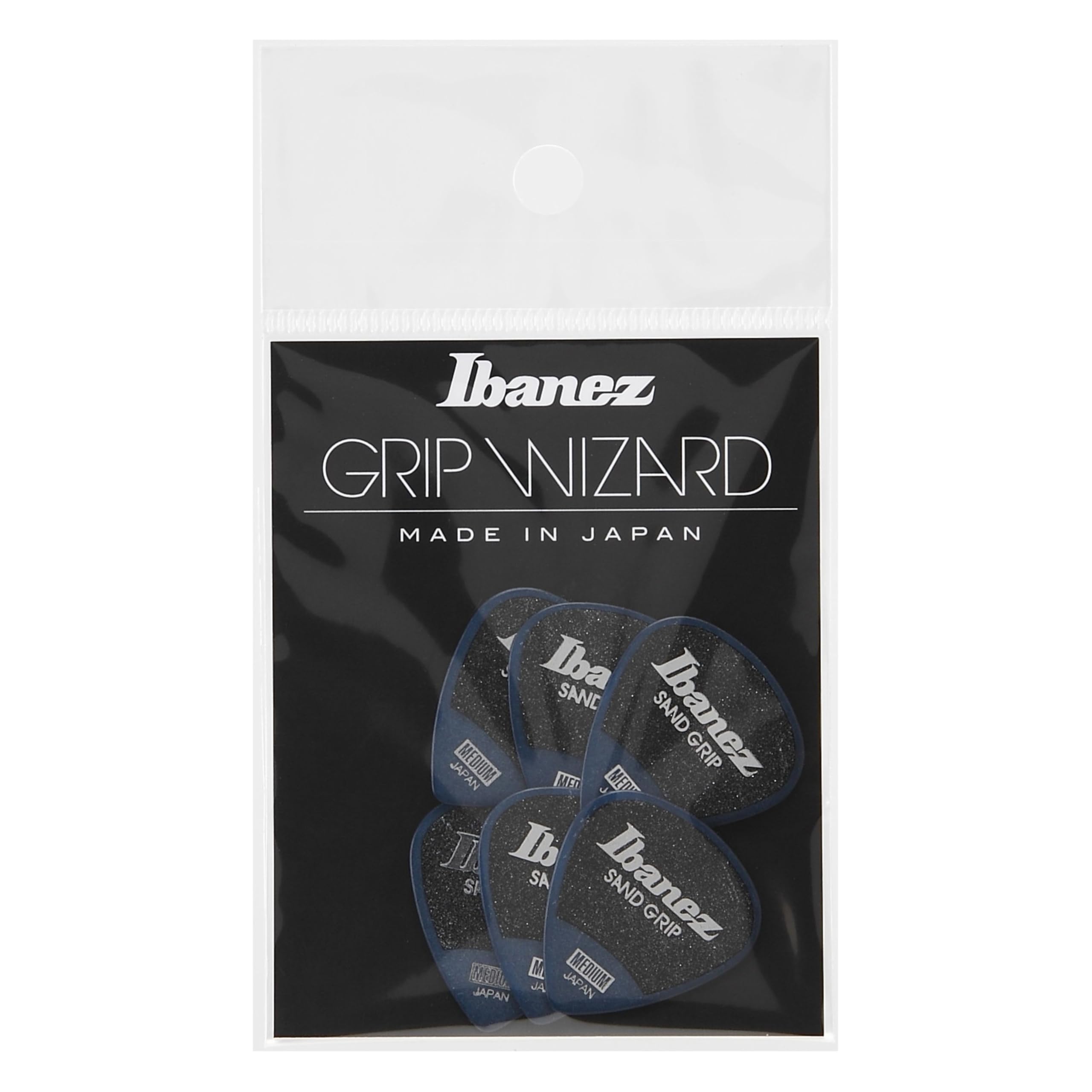 Ibanez PPA16MSGDB Grip Wizard Series, Sand Grip Picks 6 Pack 0.8mm, Dark Blue