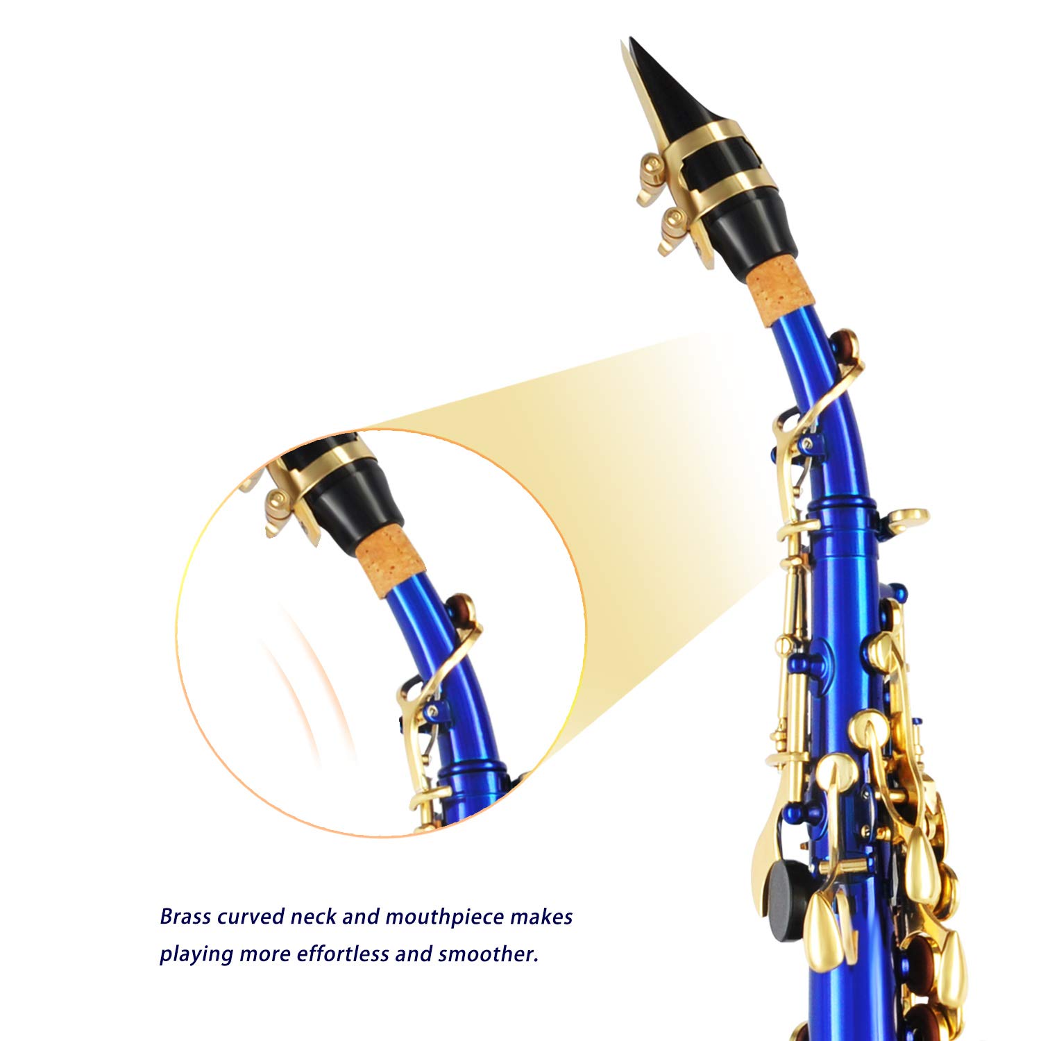 EASTROCK Bb Straight Soprano Saxophone Blue for Beginners Students