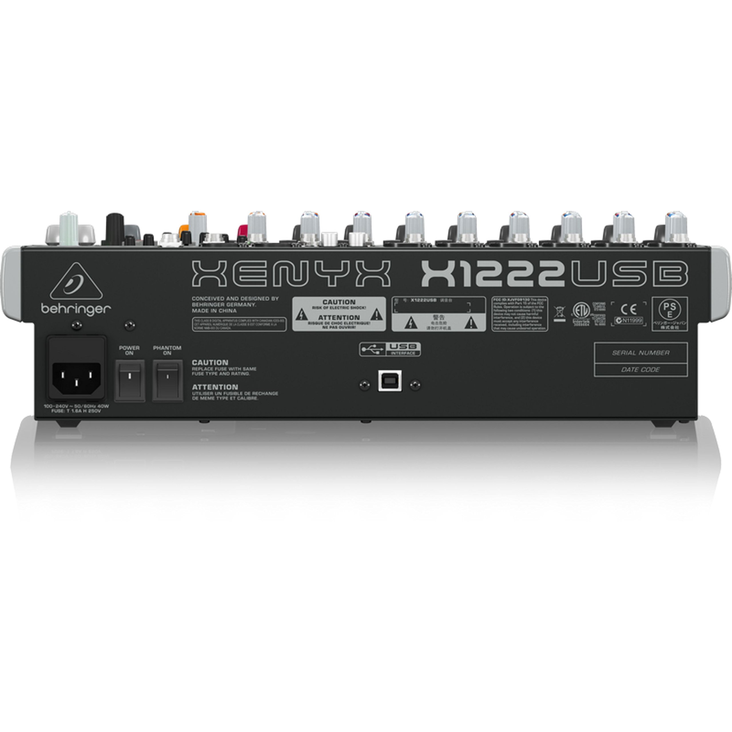 Behringer XENYX X1222USB Premium 16-Input 2/2-Bus Mixer with XENYX Mic Preamps and Compressors, British EQ, 24-Bit Multi-FX Processor and USB/Audio Interface