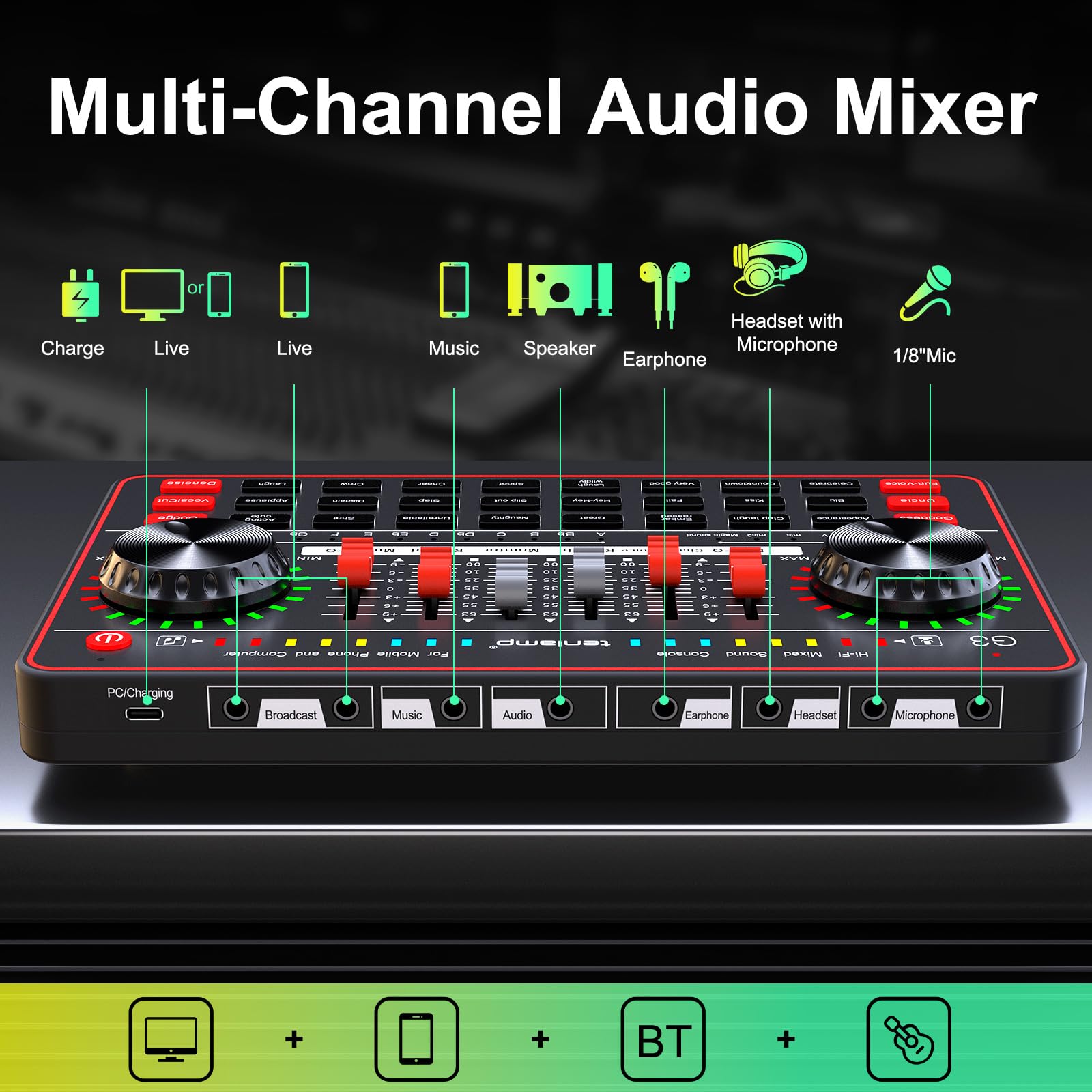TENLAMP G3 Creator Audio Mixer Bundle with Microphone for Streaming Podcast