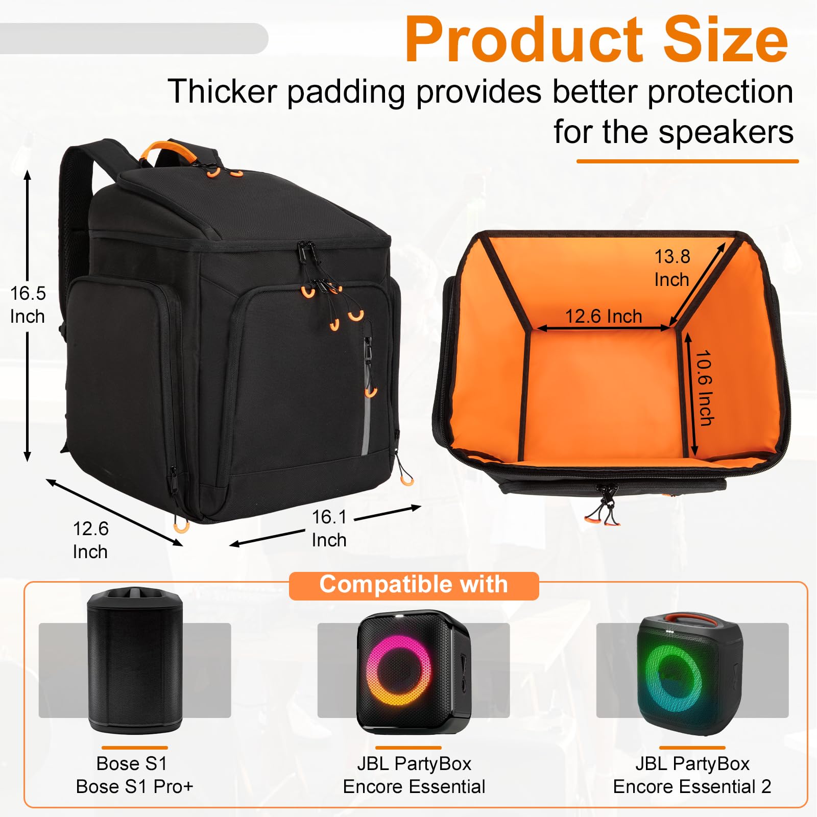 Wigojoy Carrying Case Travel Speaker Backpack Fit for Bose S1 Pro/S1 Pro+