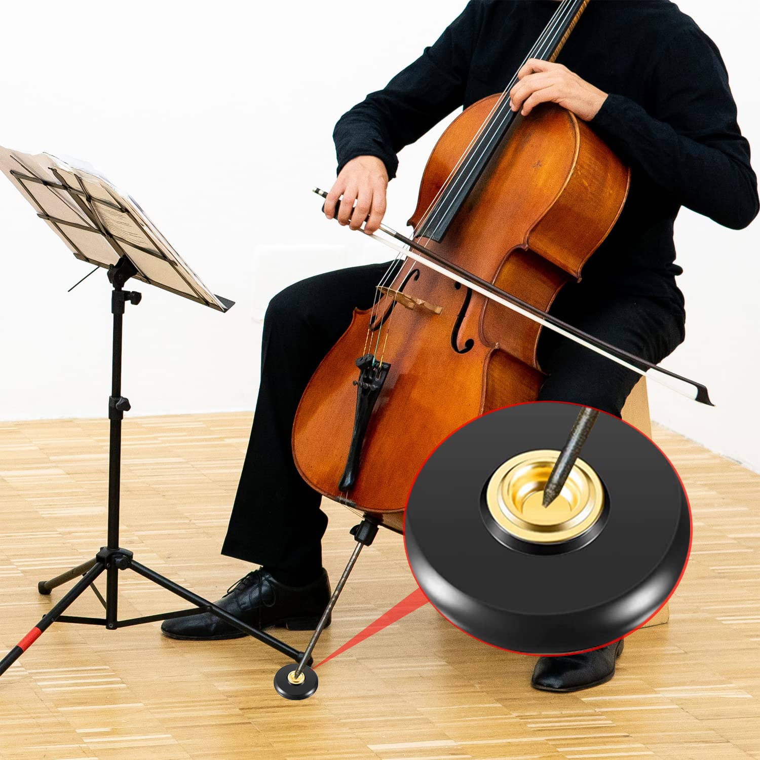 OBTANIM 5 Pcs Cello Endpin Anchor Stopper Include Adjustable Strap Rest Endpin Non Slip Stand Holder 3 Pcs Rubber Tip Floor Protector for Cello Bass Performance Accessories