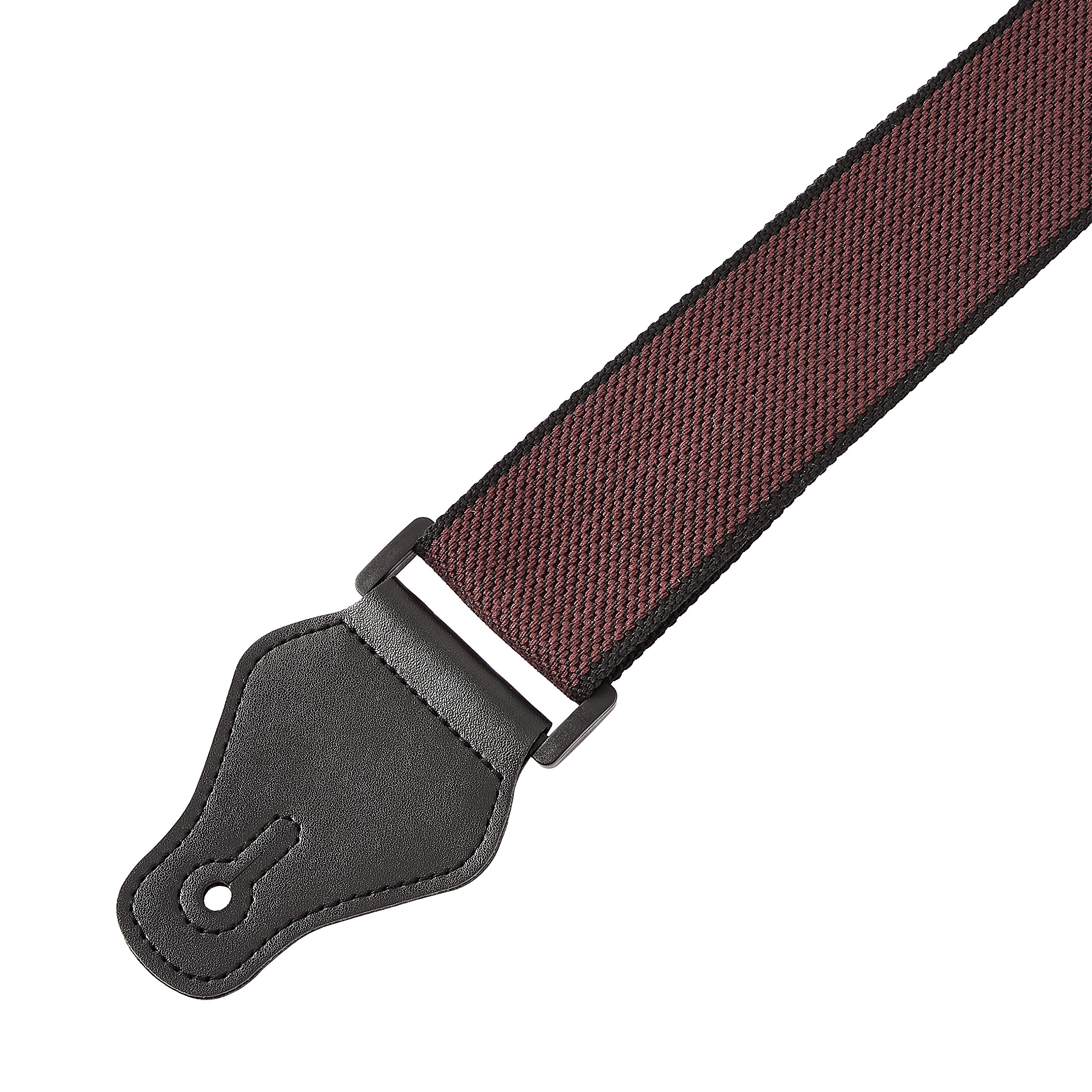 Amazon Basics Adjustable Guitar Strap For Electric/Acoustic Guitar/Bass – Includes 3 Pick Holders – Cotton Strap, Red