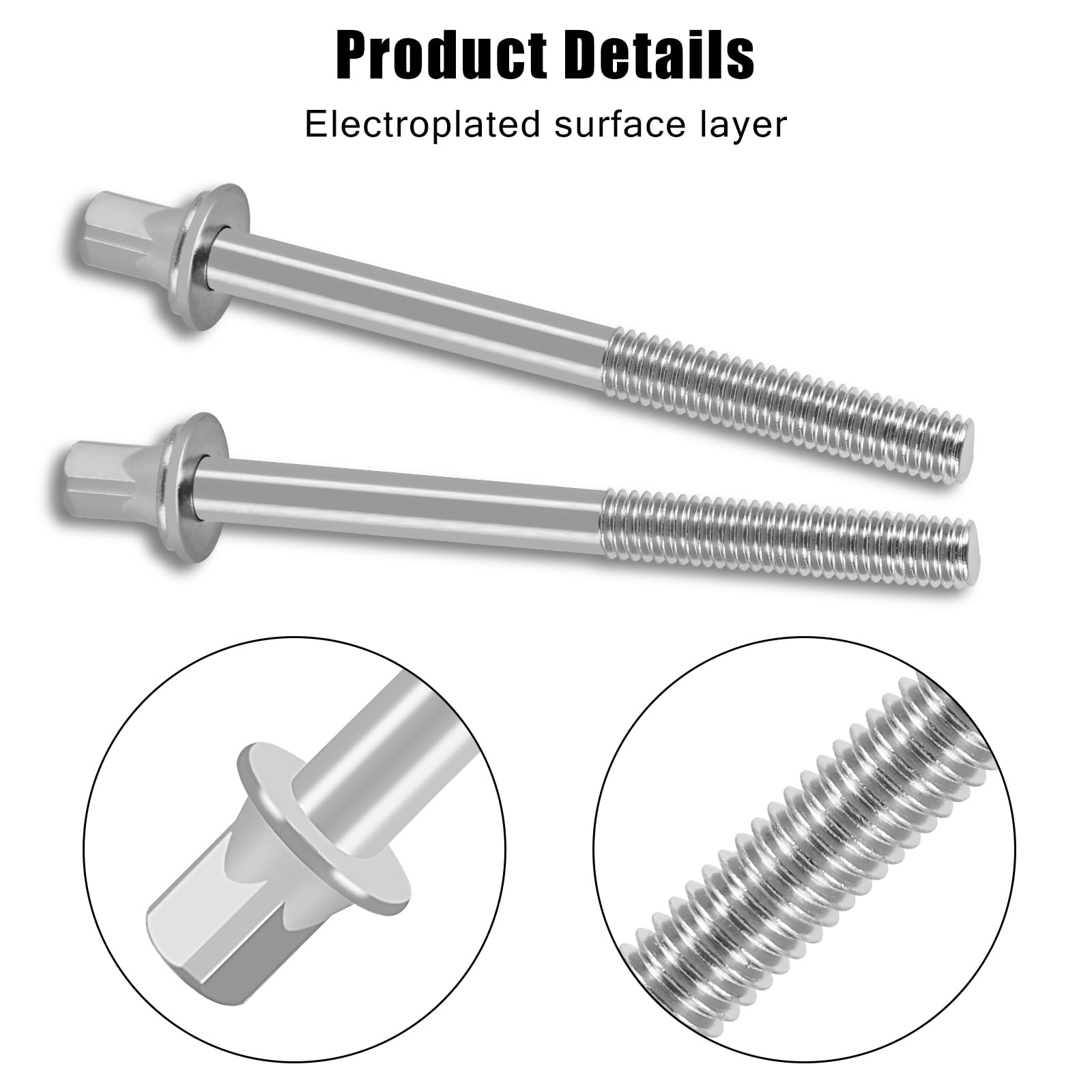 EASTROCK Drum Tension Rods Drum Screw 6 Pack M5X3 1/8 Inch