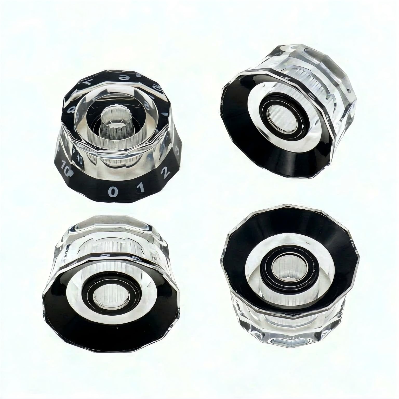 CashBeat 4 Pack Lampshade Guitar Speed Knobs, Clear Black 18 Spline LP SG