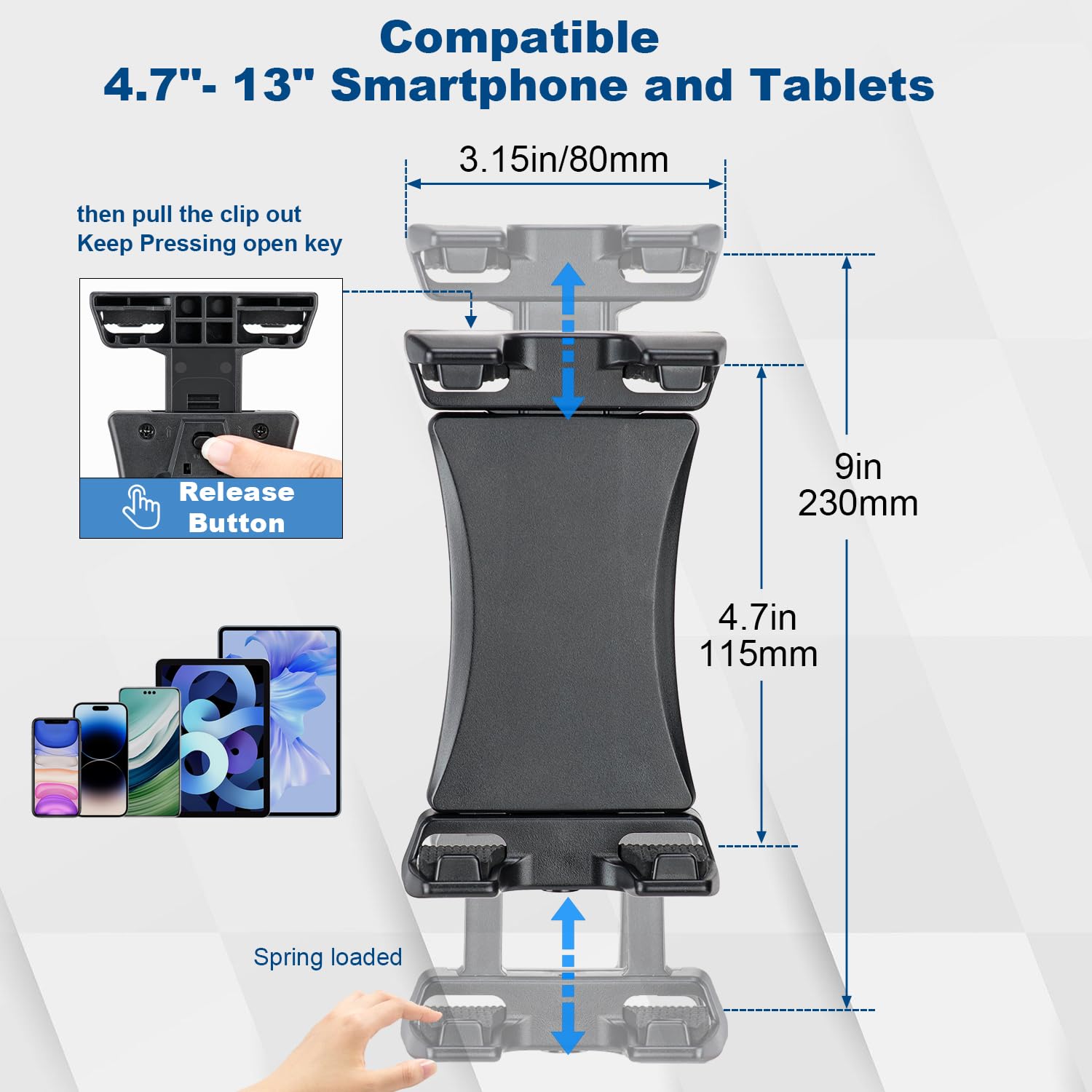 koolehaoda Tablet Mount Holder for Mic Stand, Adjustable 4.7″-12.9″