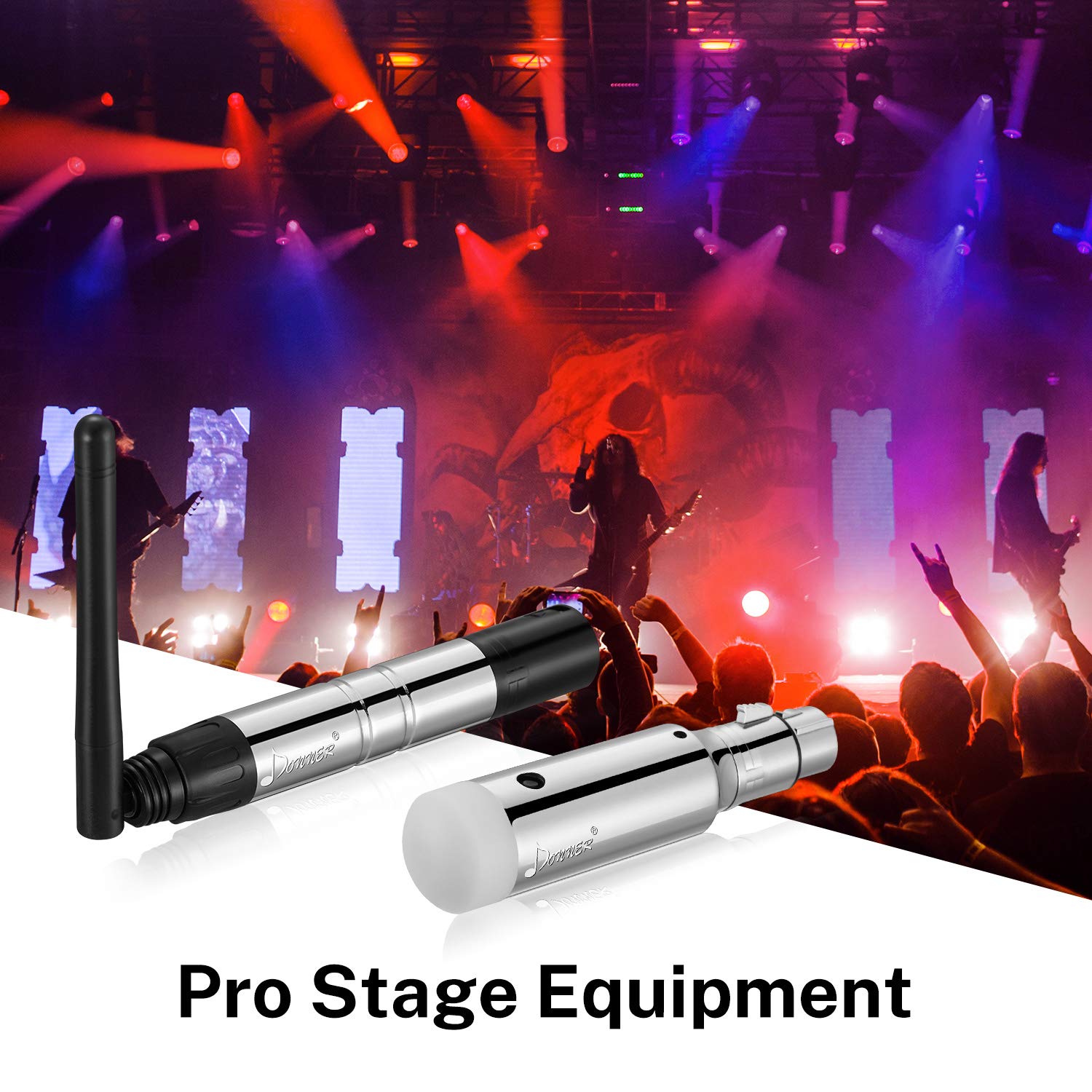 Donner Wireless DMX Controller with 3 Receiver Built-in Battery & 1 Transmitter DMX512 Wireless Transmitter & Light Dome & Rechargeable Receiver DJ 2.4G Stage Lighting Control 4PCS
