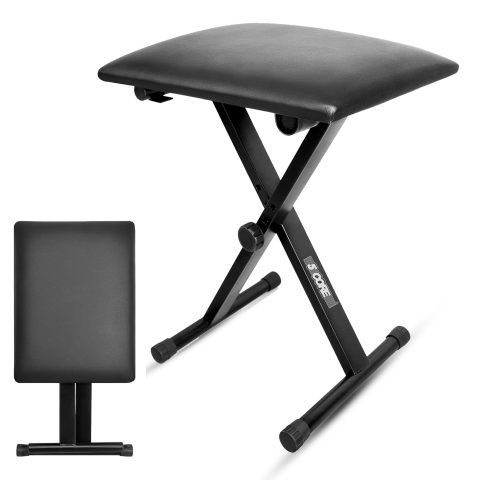 5 CORE Keyboard Bench X Style Padded Cushion Height Adjustable Piano Stool Seat Portable Keyboard Chair for Keyboards Digital Piano Black – KBB 02 BLK