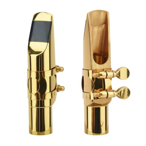 Alto Saxophone Mouthpiece with Cap and Ligature, Brass Metal Eb Alto Sax Mouthpieces 7C for Saxophone Musician Professionals Beginners Concert Band(SIZE:Gold – 7C)
