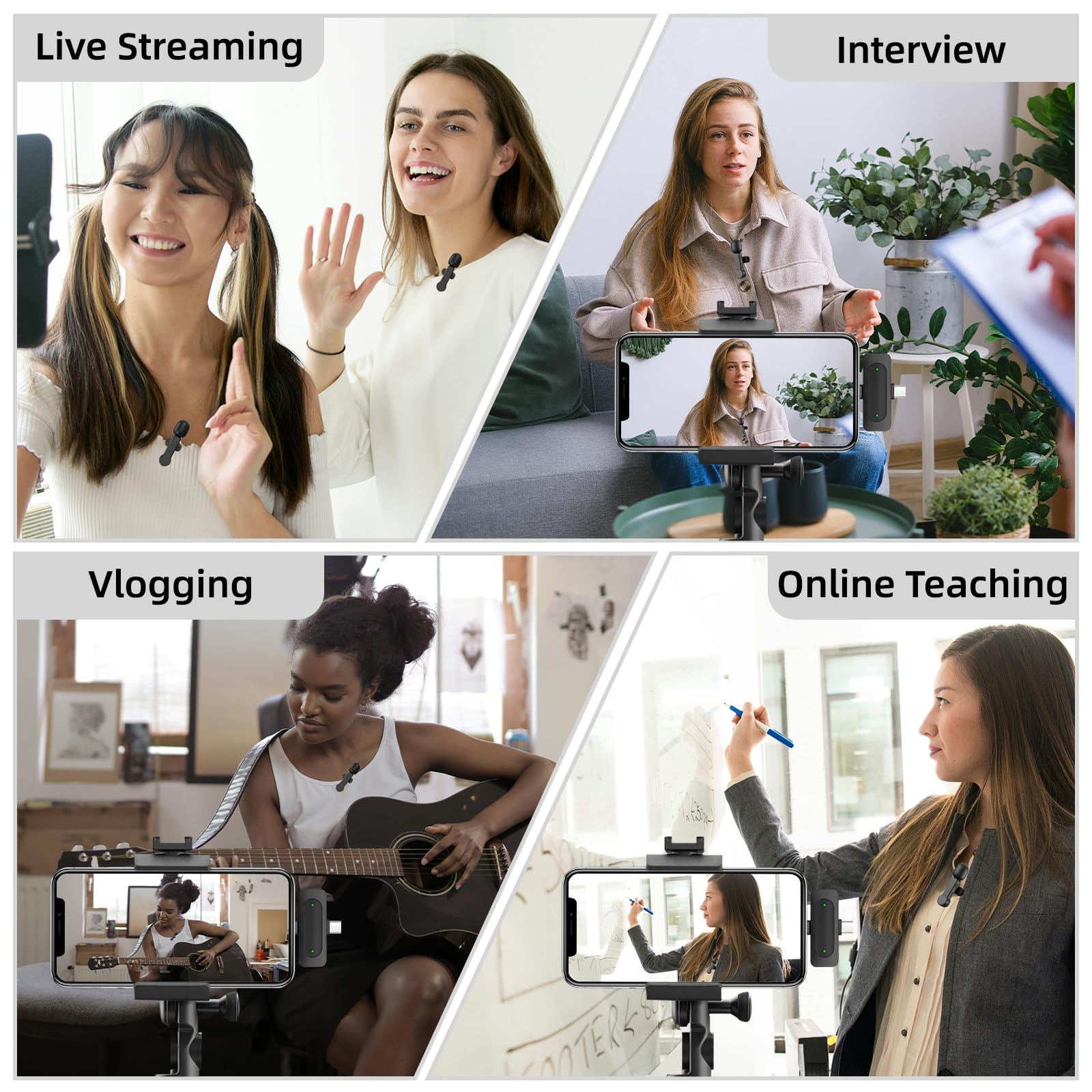 NPTCL Wireless Mini Microphone for iPhone PC, USB Type C Lavalier Lapel Mic