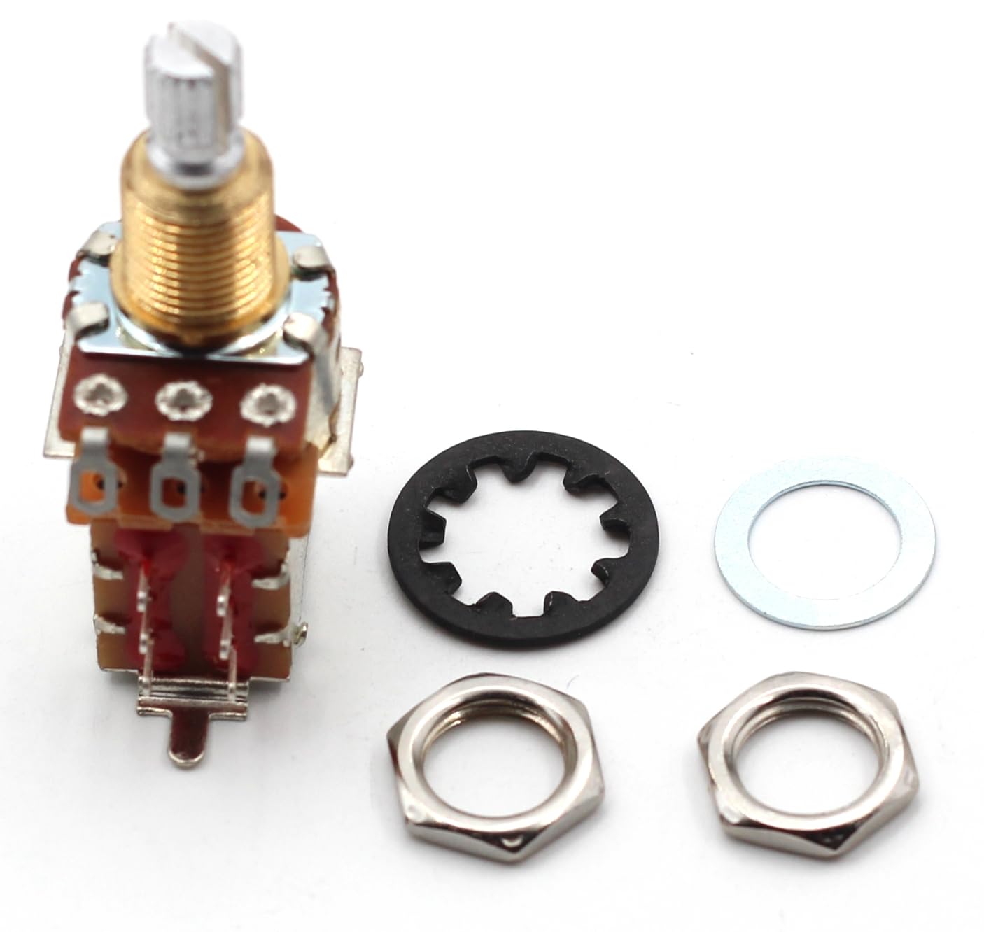 Bourns 250k Push Pull Potentiometer – Short Split Shaft, Audio Taper, DPDT, Low Friction Guitar Pot