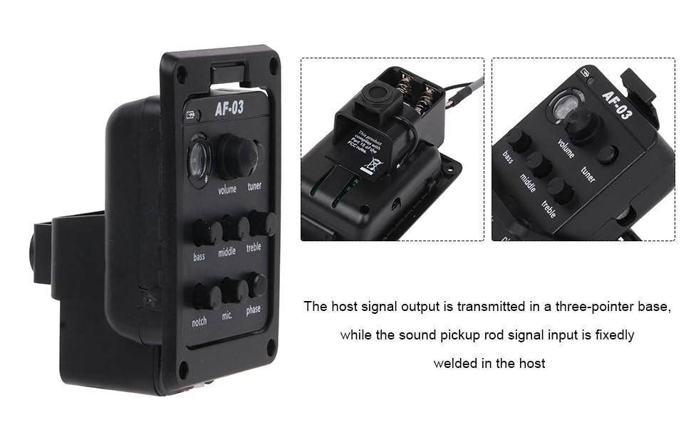Plastic 301 Acoustic Guitar Preamp Pickup Guitar Pickup Tuner Preamp Black