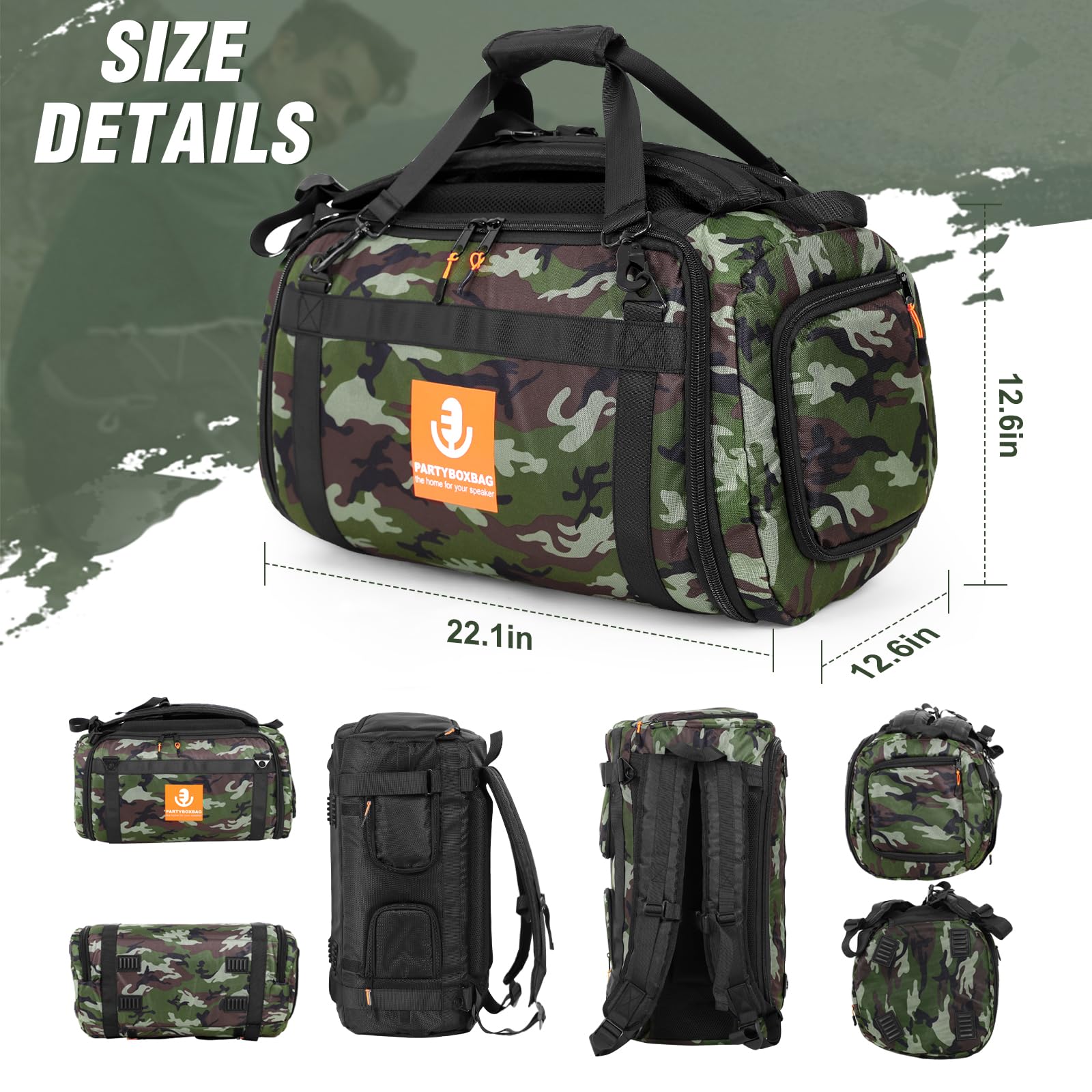 OUKNAK Speaker Bag Travel Case Replacement for JBL Party Box Series, Portable Speaker Carry Tote Bag Backpack for JBL PartyBox Club 120 Speaker (For JBL partybox 120 camouflage)