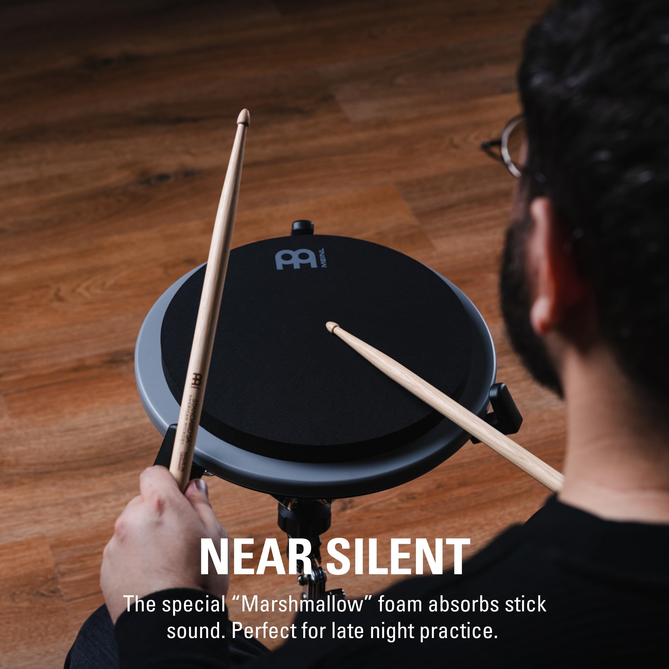 12″ Double Sided Drum Practice Pad, Standard Silicone/Silent Marshmallow