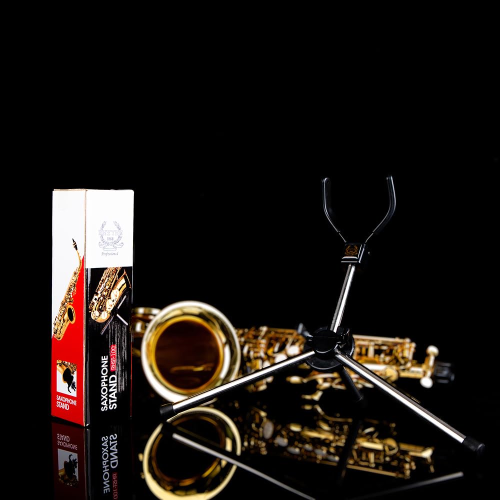 RHYTHM Foldable Alto Saxophone Stand Stainless Steel Sax Stand Holder Portable Saxophone Bracket Adjustable Stand