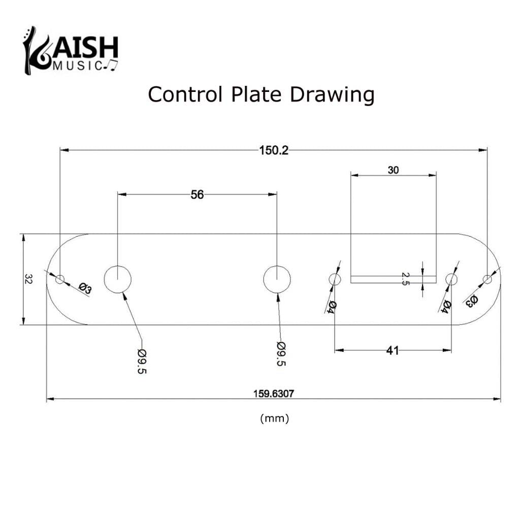KAISH USA Specs Metal Aluminum Anodized Tele Control Plate with 3/8″ CTS Pot Holes for American/Mexican Telecaster Gold