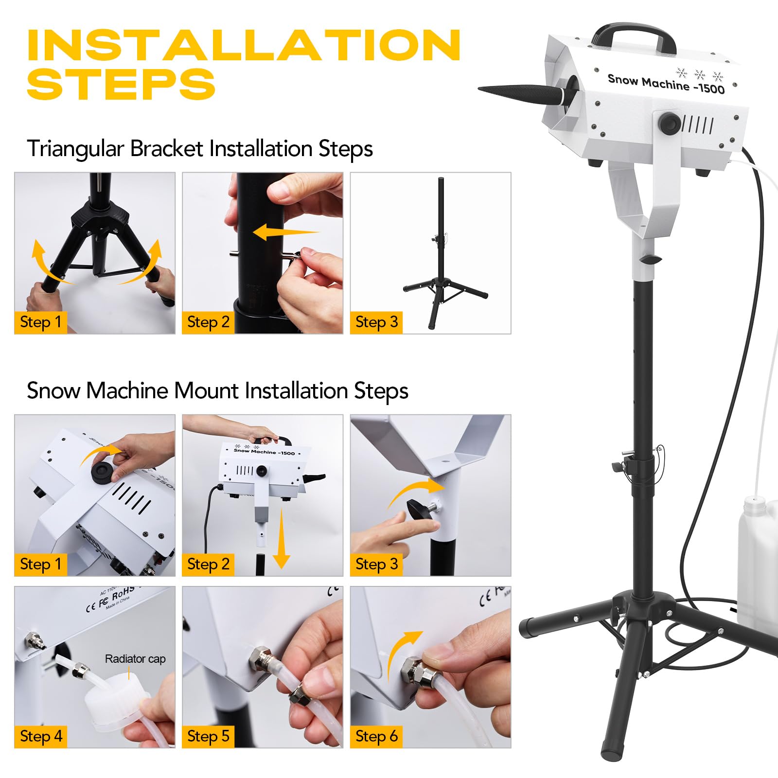 Snow Machine for Party, 1500W Outdoor Snow Maker With LED Remote Control