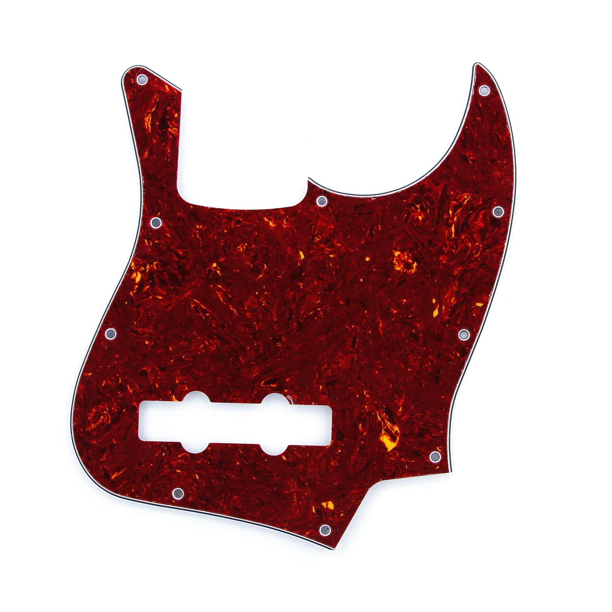 FLEOR 10 Hole J Bass Pickguard Scratch Plate Pick Guards for 4 Strings American/Mexican Standard J Bass Part, 4Ply Red Tortoise Shell