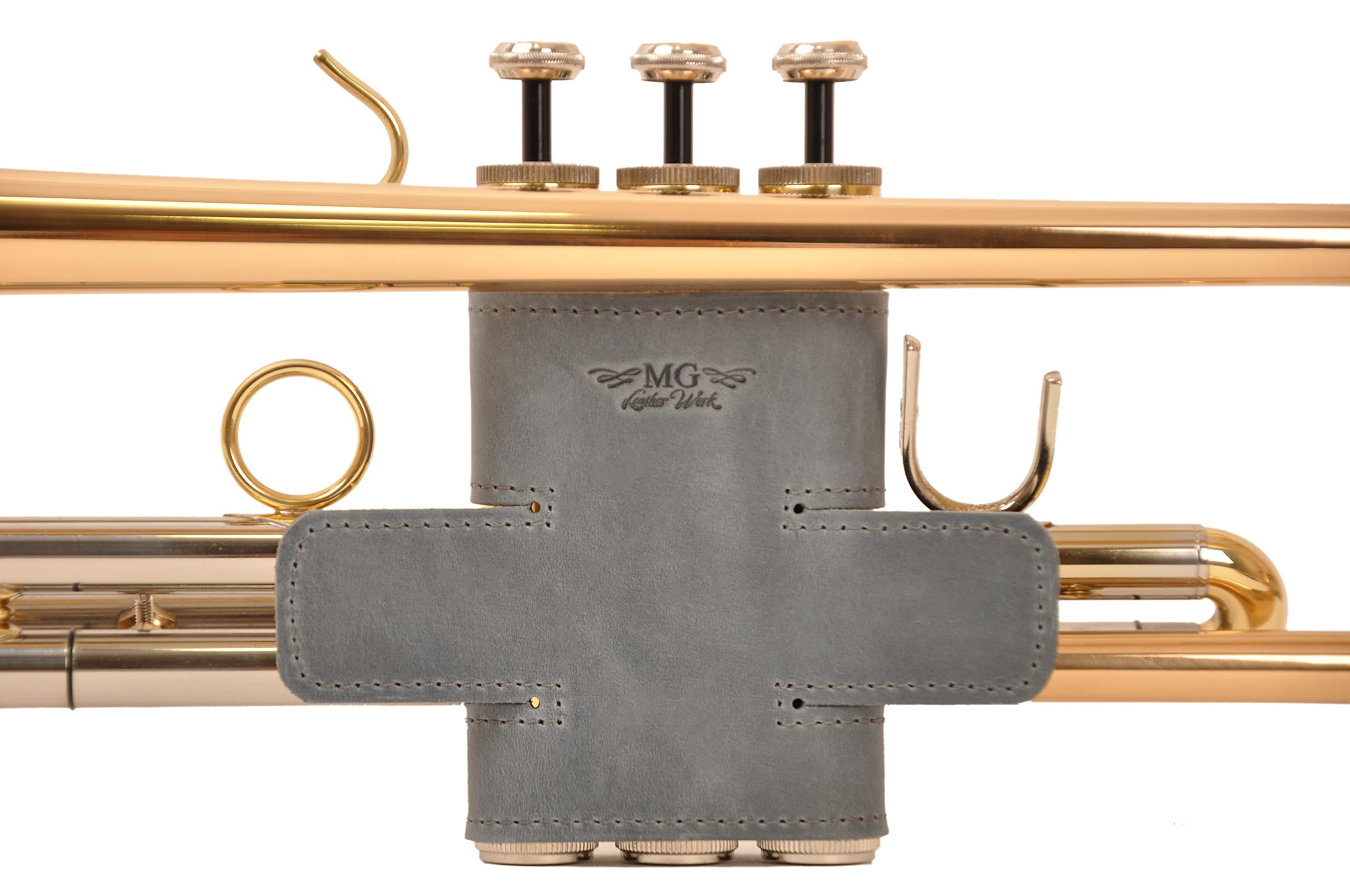 Trumpet Valve Guard Genuine Leather of protection and comfort (Guard, Blue)