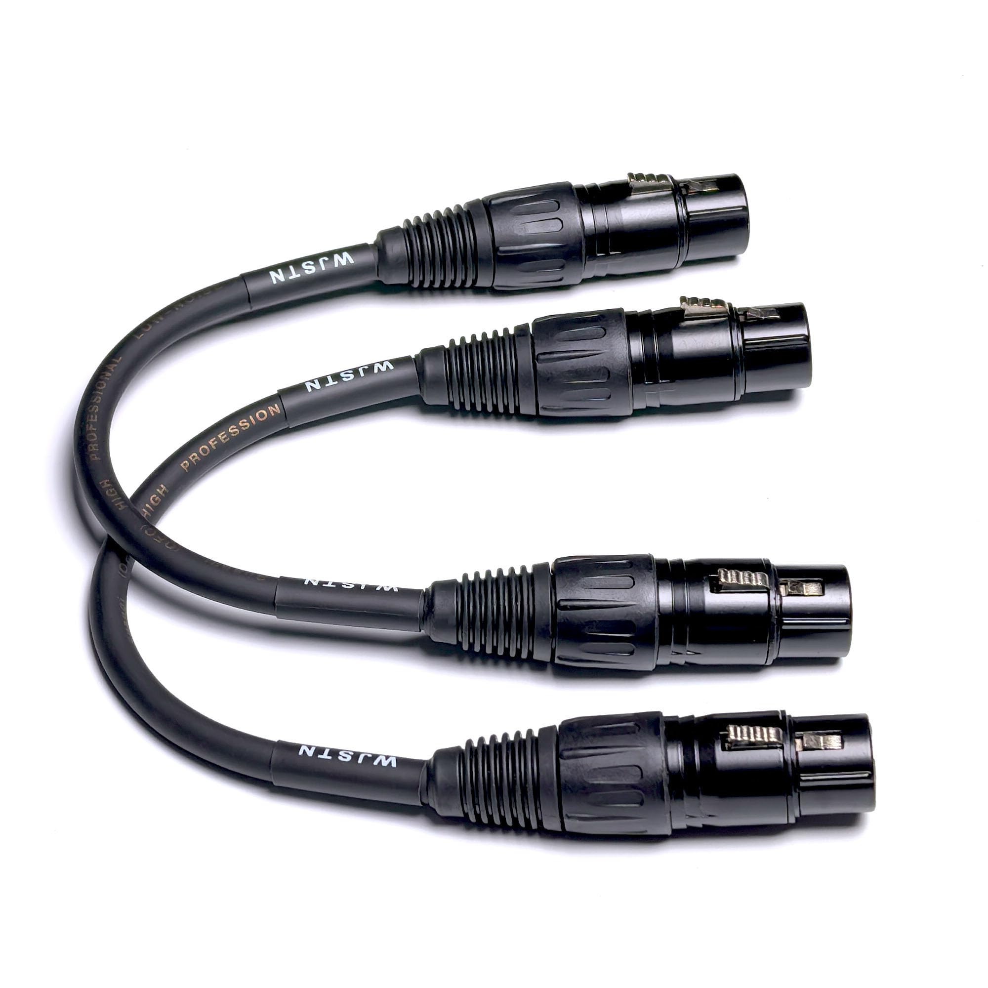 WJSTN Suanqi XLR Cables Microphone Cable Mic Cord XLR Female to Female Adapter Microphone Cord 3-Pin Stage & Studio, Oxygen-Free Copper (OFC) 6in 2Pack