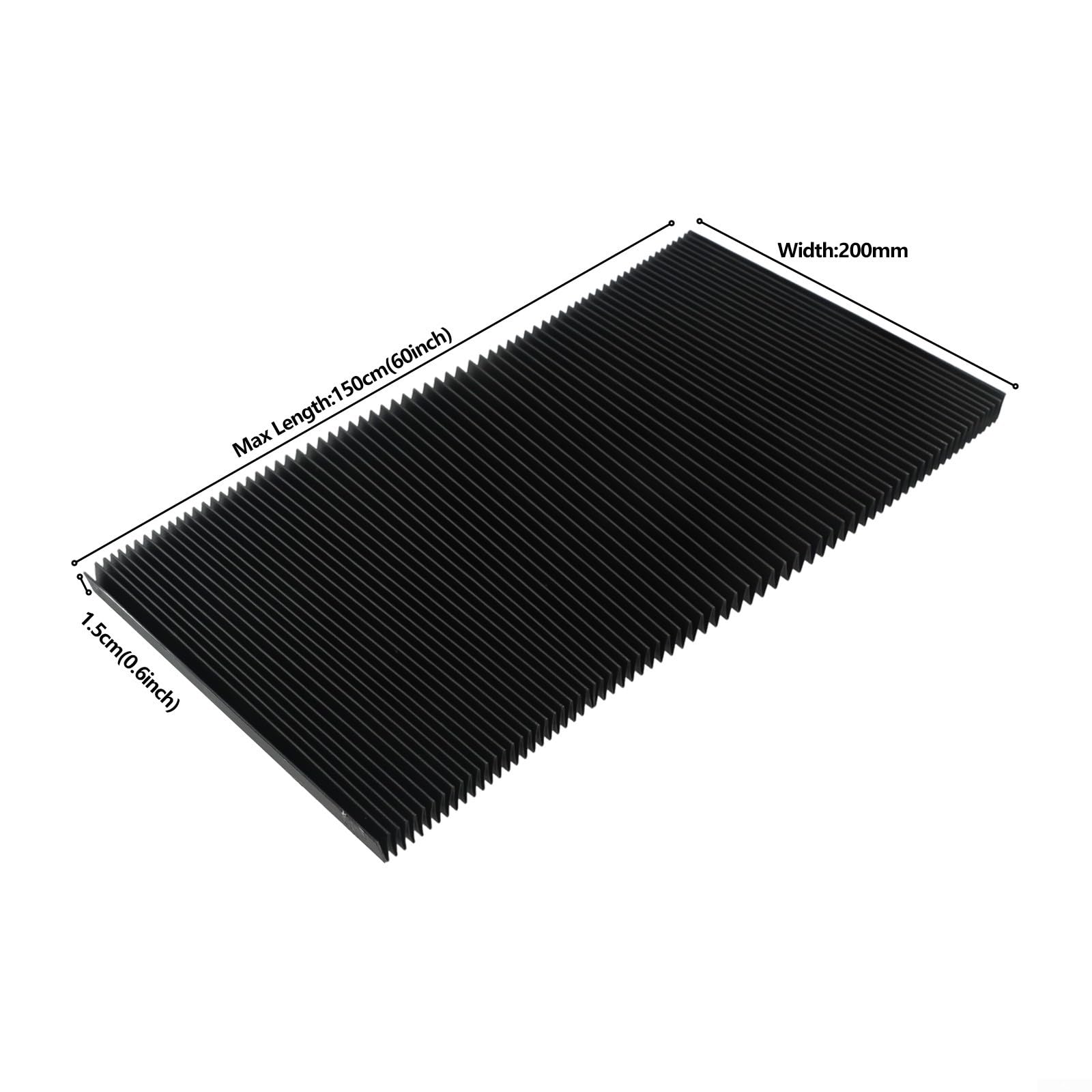CNC Machine Accordion Cover, Accordion Way Cover Protective, Rubber Flexible Cover Milling Machine 3-proof Cloth Protective, Flat Bellows Cover, L 1500MM* H 15mm (Width 200mm)