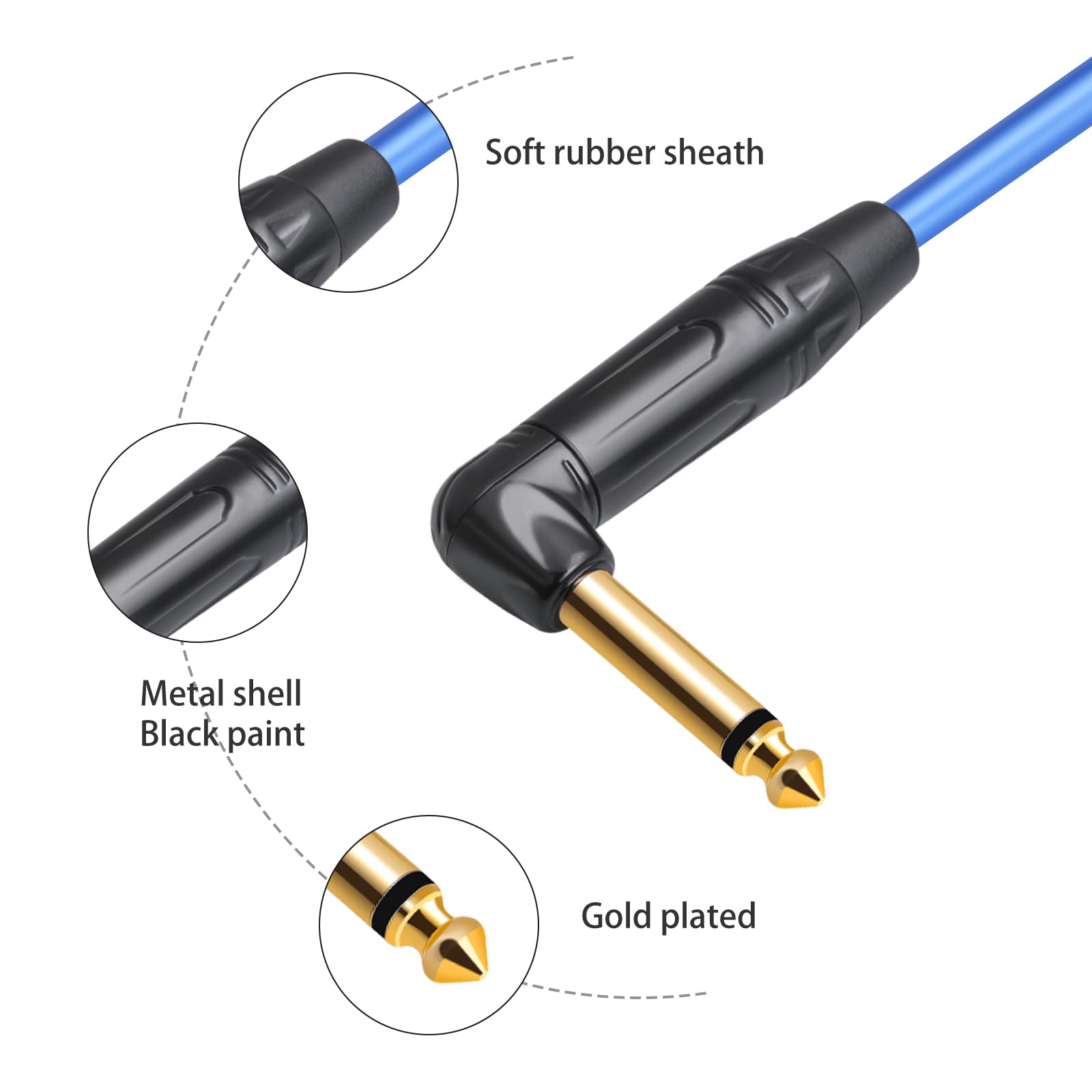 HUALEU 3.3Feet Right Angle 1/4 TS to XLR 3Pin Male Microphone Audio Cable,6.35mm TS Mono Right Angle to XLR Male 3pin,6N OFC+Silver Plated HI-END Audio Cable for Micphone Mixer-2Pack