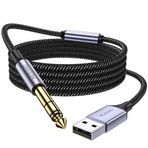 MOSWAG USB to 1/4 inch Audio Cable with Recording USB to 1/4“ Male TRS Audio Stereo Cable for External Microphones, Guitars, Subwoofers, Speakers -(NOT for Xbox/RockSmith)