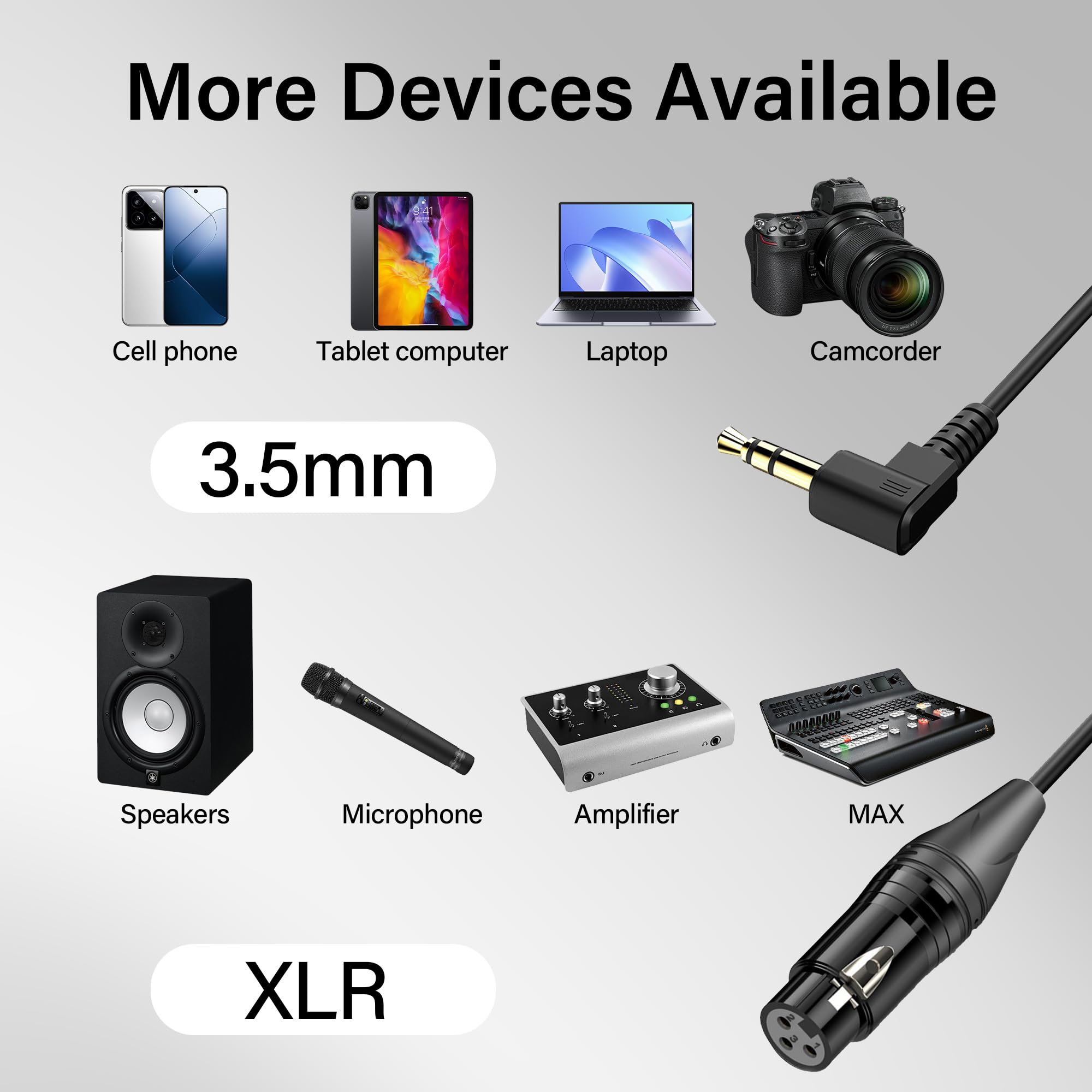 JSADZKJ Right Angle 3.5mm to XLR Aux Cable Coiled 1/8 Inch Jack Stereo to XLR Female Cord Adapter 90 Degree Angle 3.5mm to XLR 90 Microphone Cable for Laptop.Microphone.Amplifier.0.98Ft
