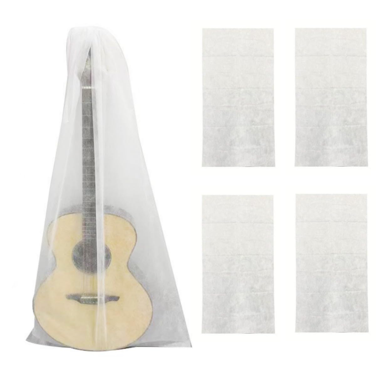CCeCCe 4 Pack Guitar Dust Cover Storage Bag Non-Woven Fabric Breathable Dust-Proof Coating Sleeve Protector Covers for Acoustic Guitars Electric Bass Upright Stand 120cmx60cm 47″x23.5″