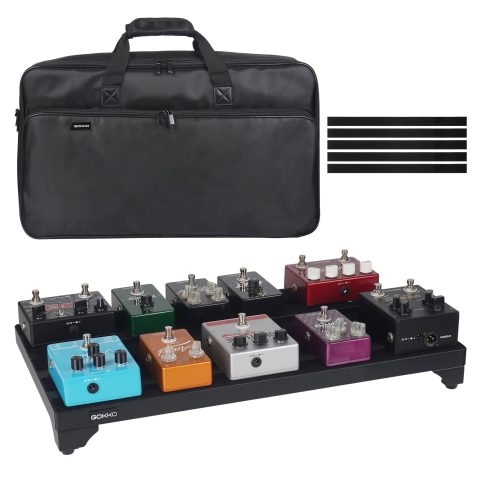 GOKKO Guitar Pedal Board 22″ x 12.5″ Aluminum Alloy Pedalboard with Case