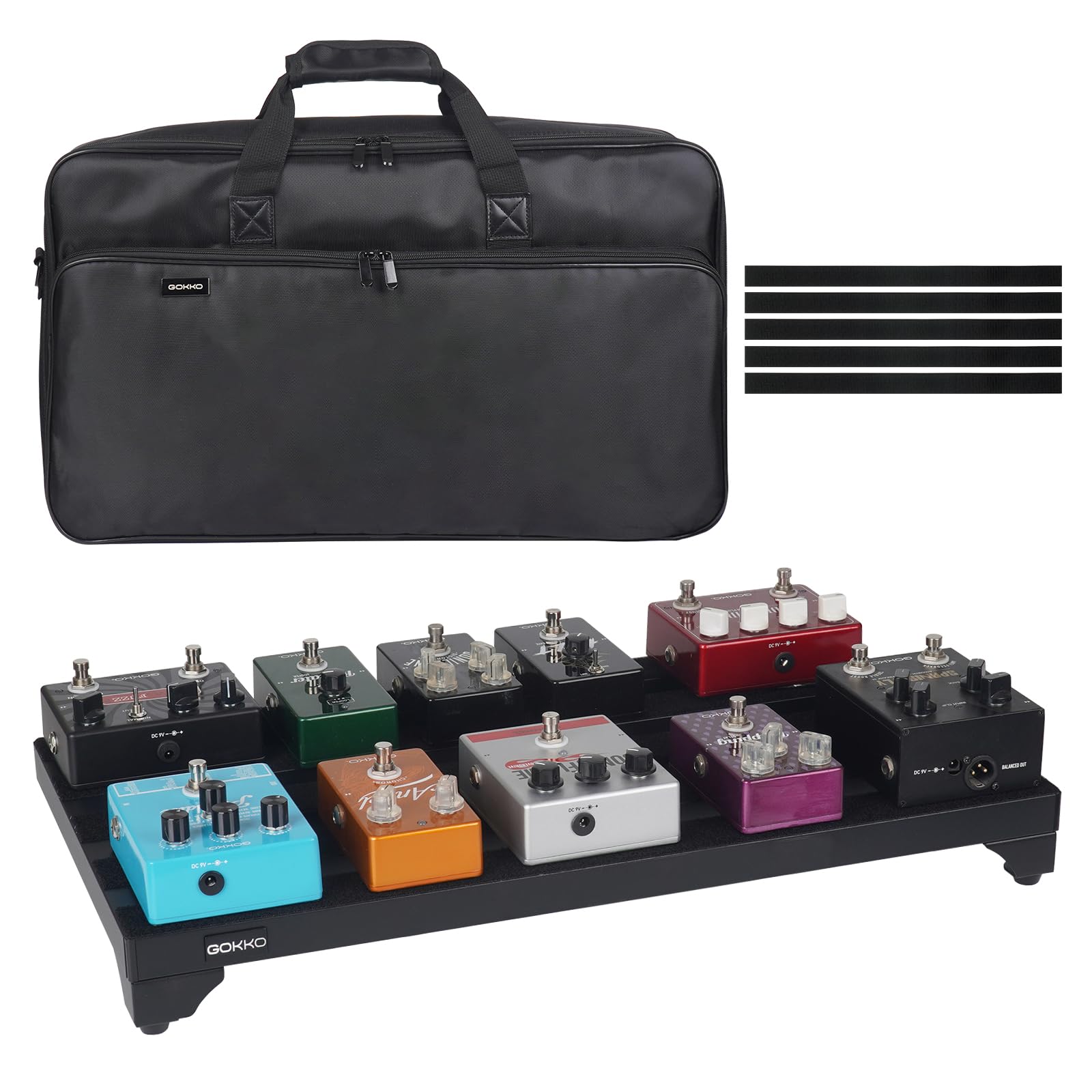 GOKKO Guitar Pedal Board 22″ x 12.5″ Aluminum Alloy Pedalboard with Case