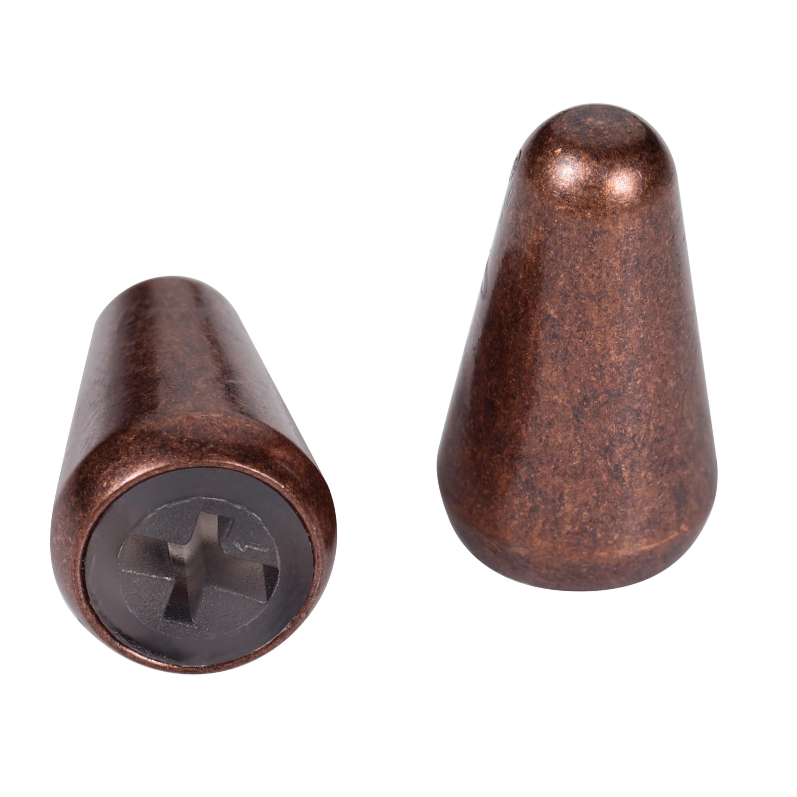 2pcs Guitar 5 Way Pickup Switch Tip Red Copper Metal Switch Cap Switch Knob for Strat Tele Guitar Part(Red Copper)